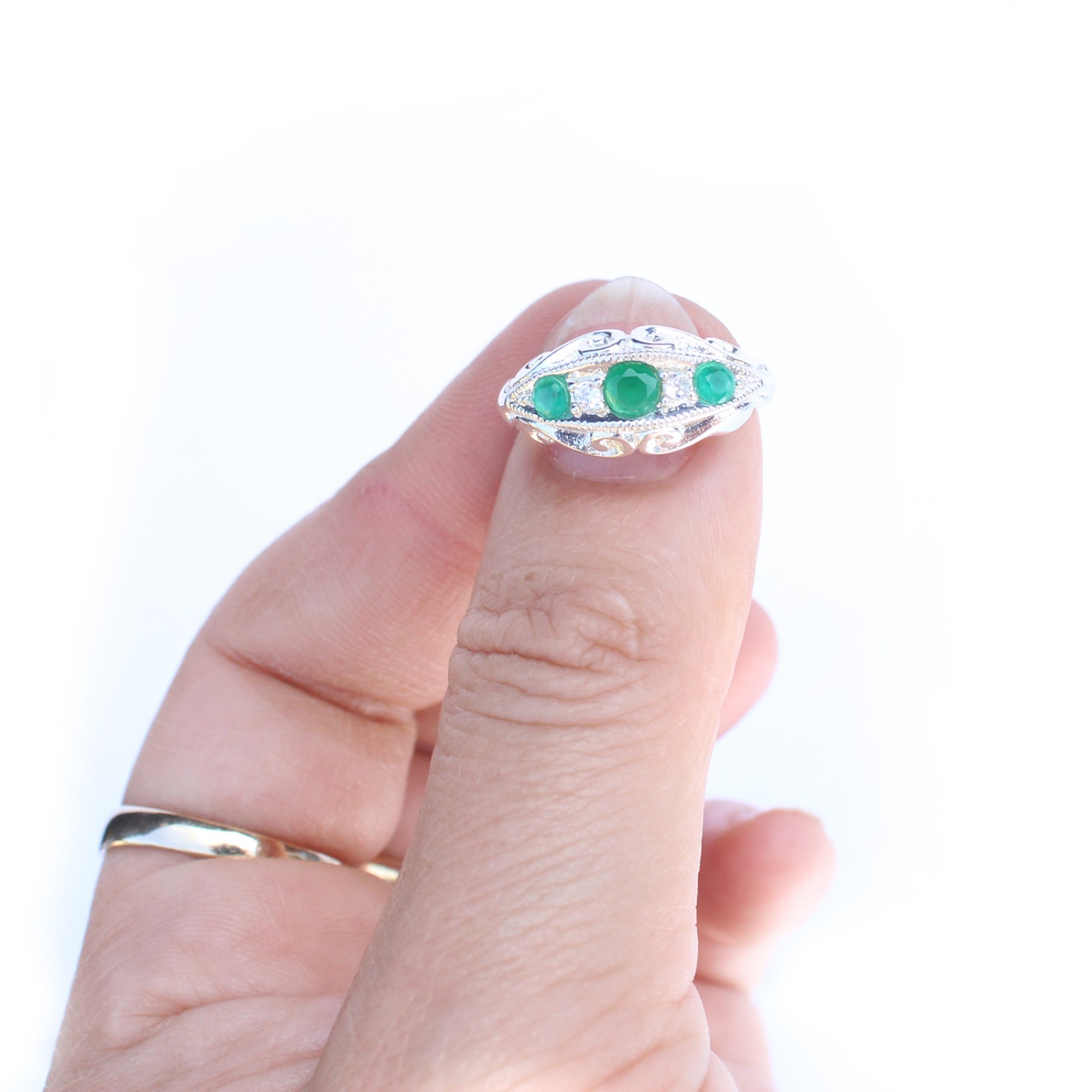 Photo of Sterling Silver Emerald Gypsy Ring