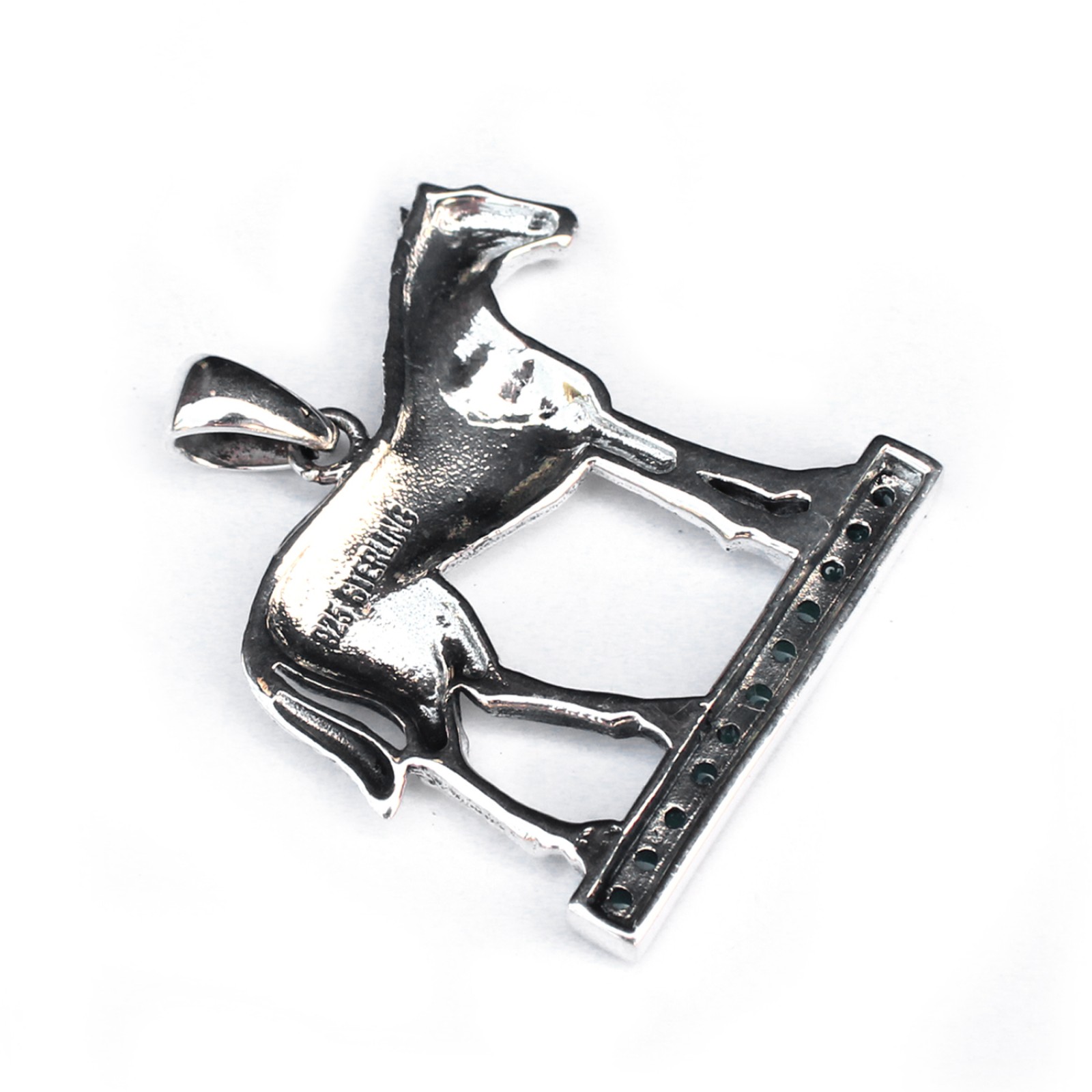 Photo of Sterling Silver Emerald Horse Pendant
