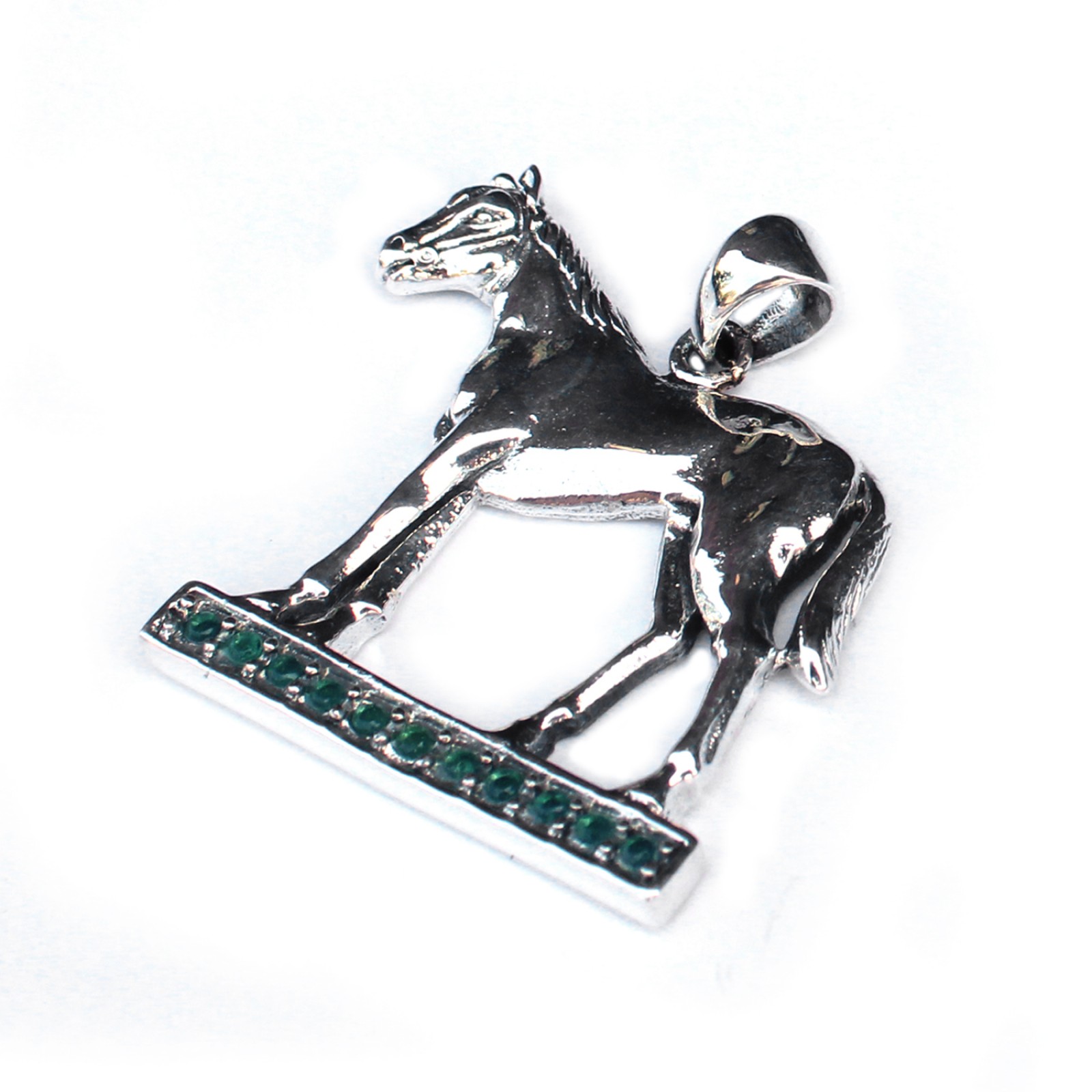 Photo of Sterling Silver Emerald Horse Pendant
