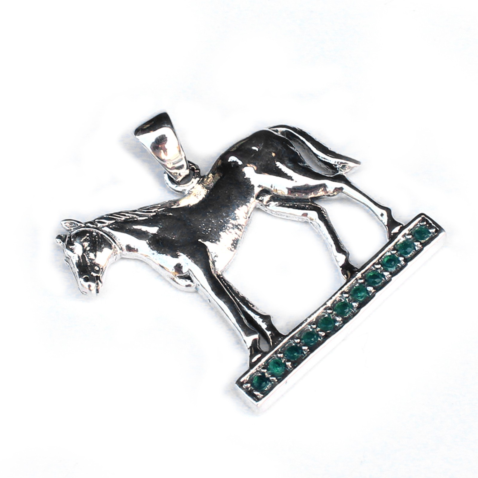 Photo of Sterling Silver Emerald Horse Pendant