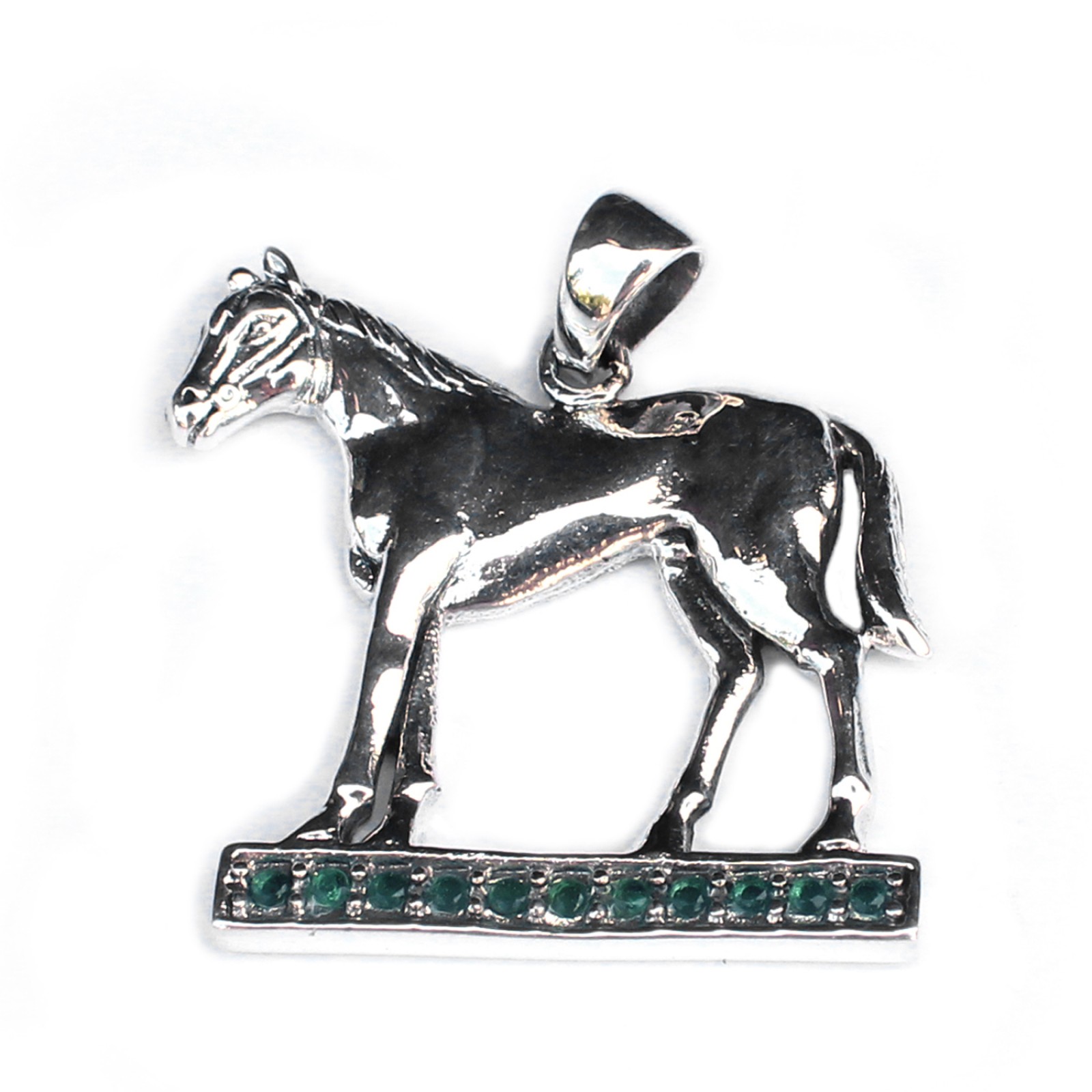 Photo of Sterling Silver Emerald Horse Pendant