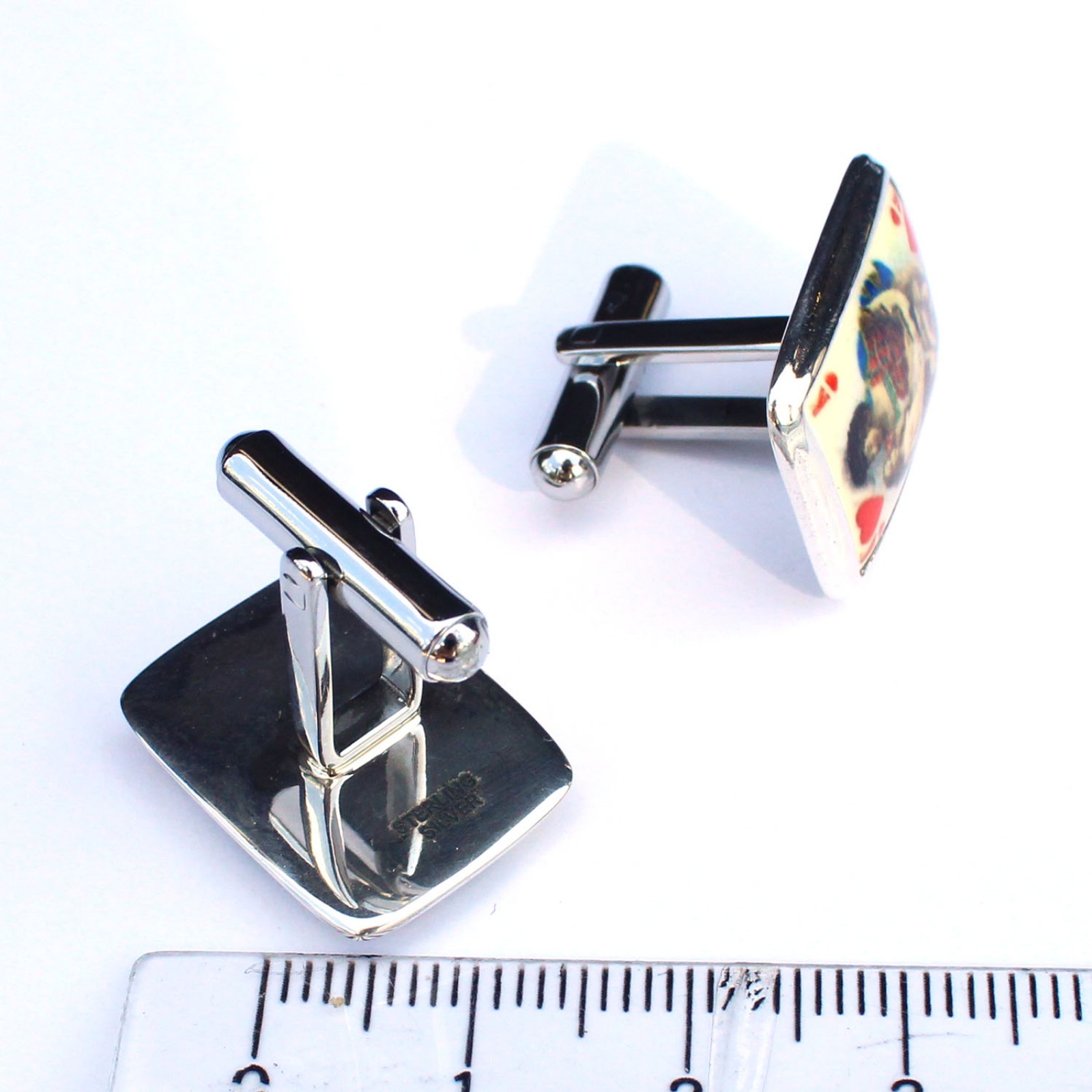 Photo of Sterling Silver Enamel Ace Playing Card Cufflinks