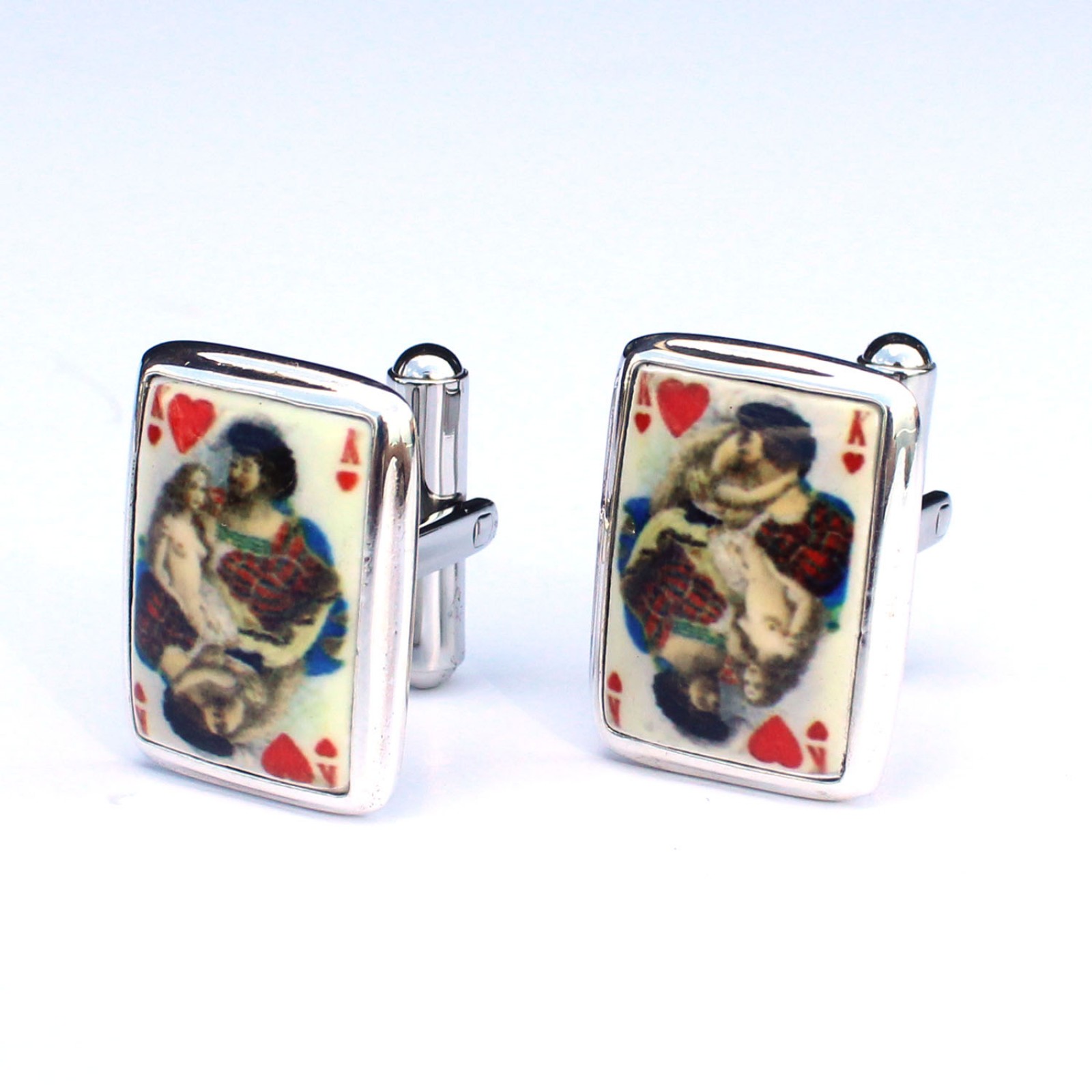 Photo of Sterling Silver Enamel Ace Playing Card Cufflinks