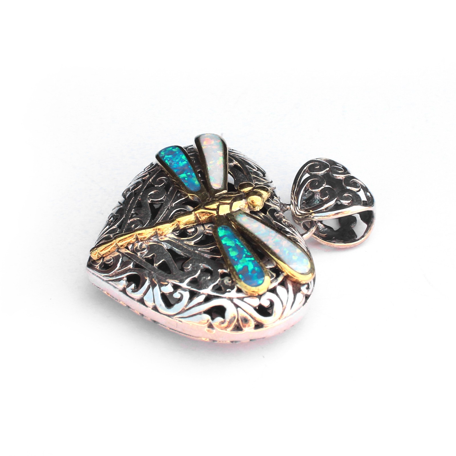 Photo of Sterling Silver Filigree Opal Dragonfly Pendant