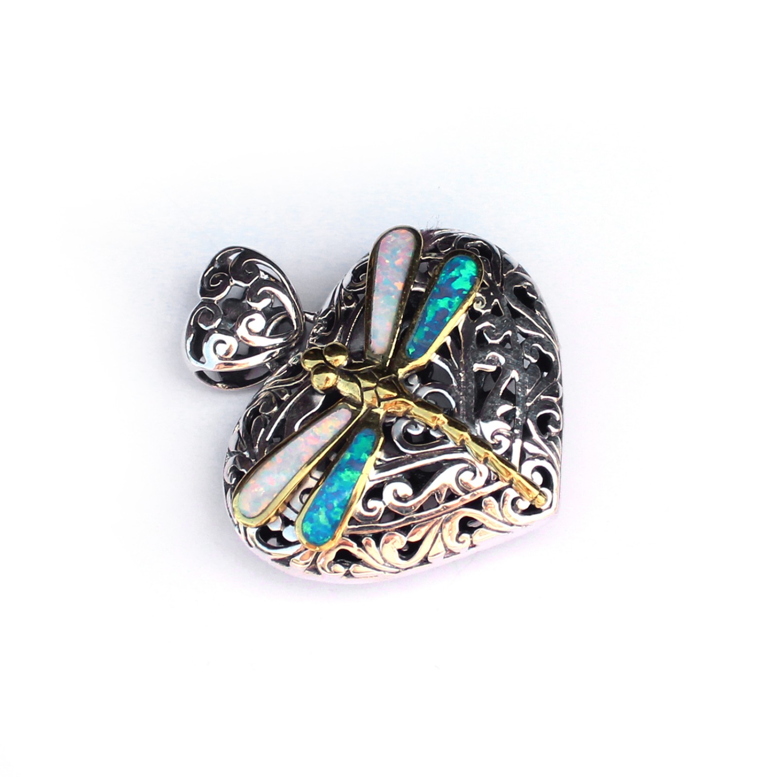 Photo of Sterling Silver Filigree Opal Dragonfly Pendant