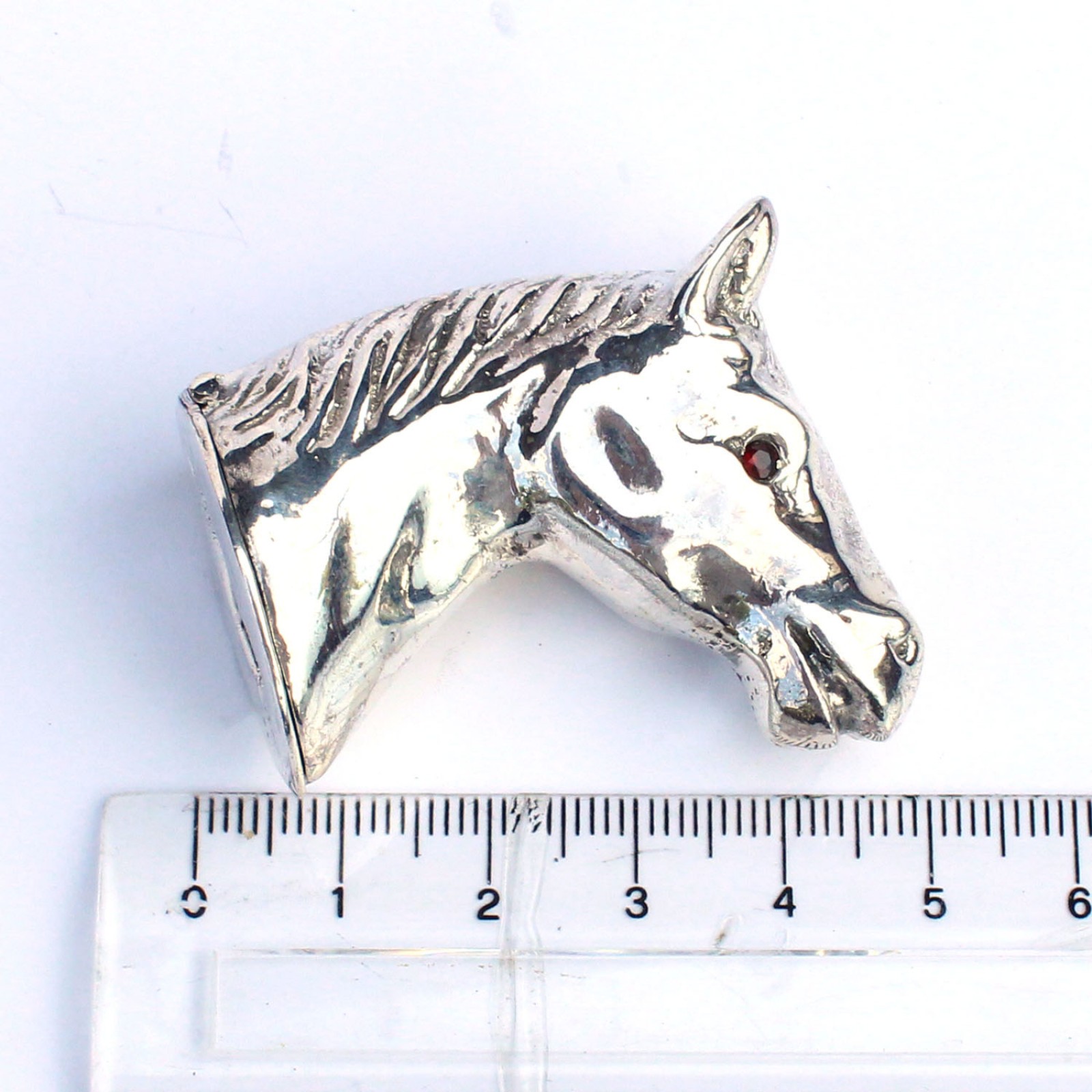 Photo of Sterling Silver Garnet Horse Vesta Match Safe Container Box