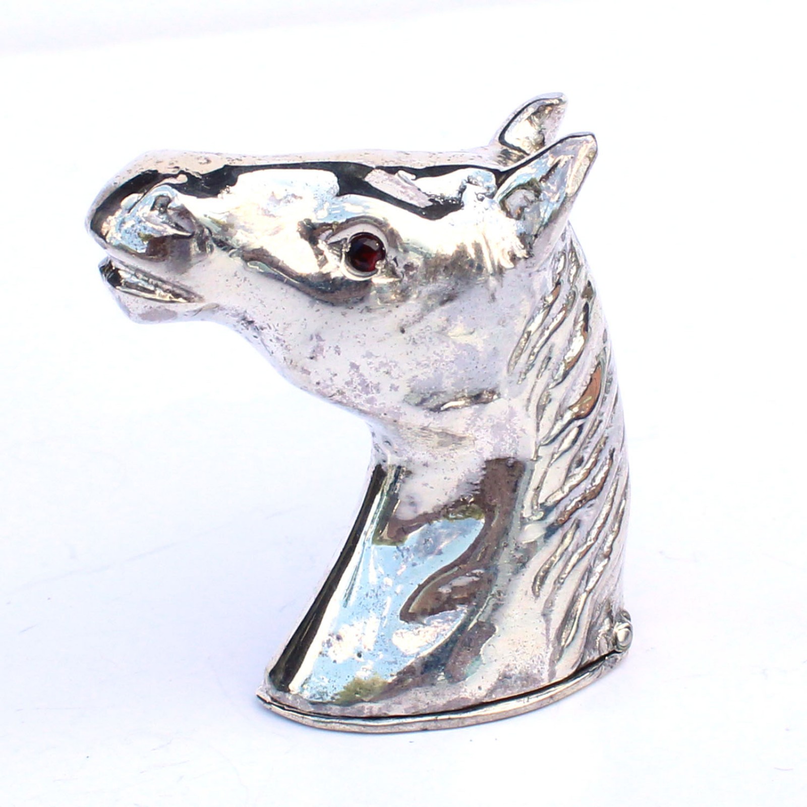 Photo of Sterling Silver Garnet Horse Vesta Match Safe Container Box