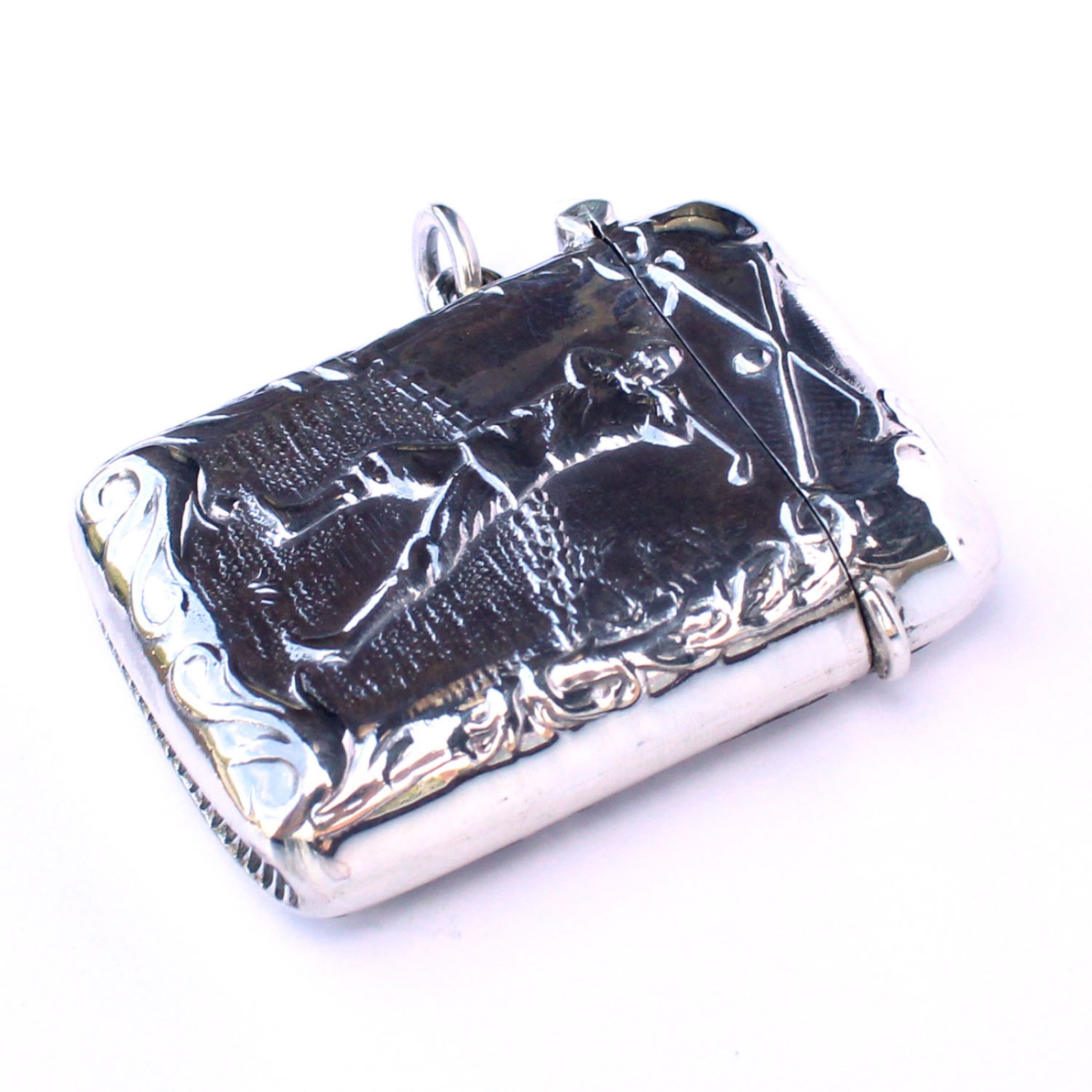 Photo of Sterling Silver Golfer Vesta Match Safe Snuff Box