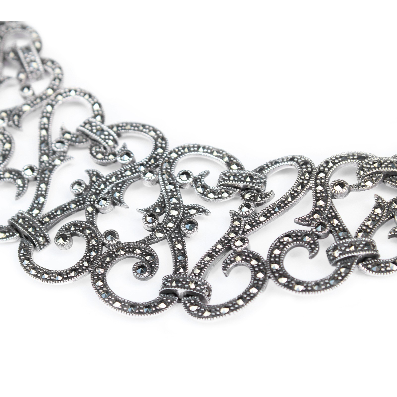 Photo of Sterling Silver Marcasite Art Nouveau Style Collar Necklace