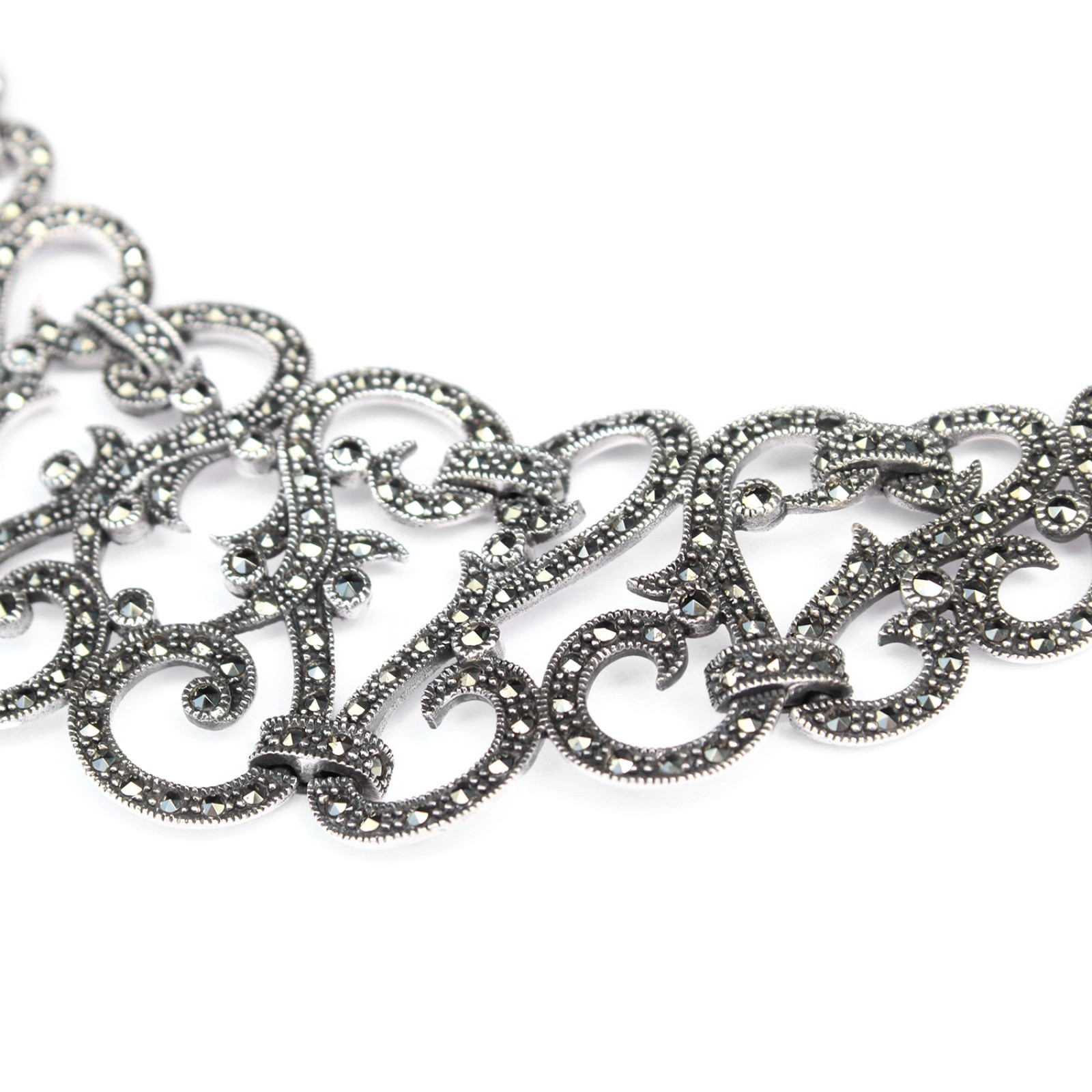 Photo of Sterling Silver Marcasite Art Nouveau Style Collar Necklace