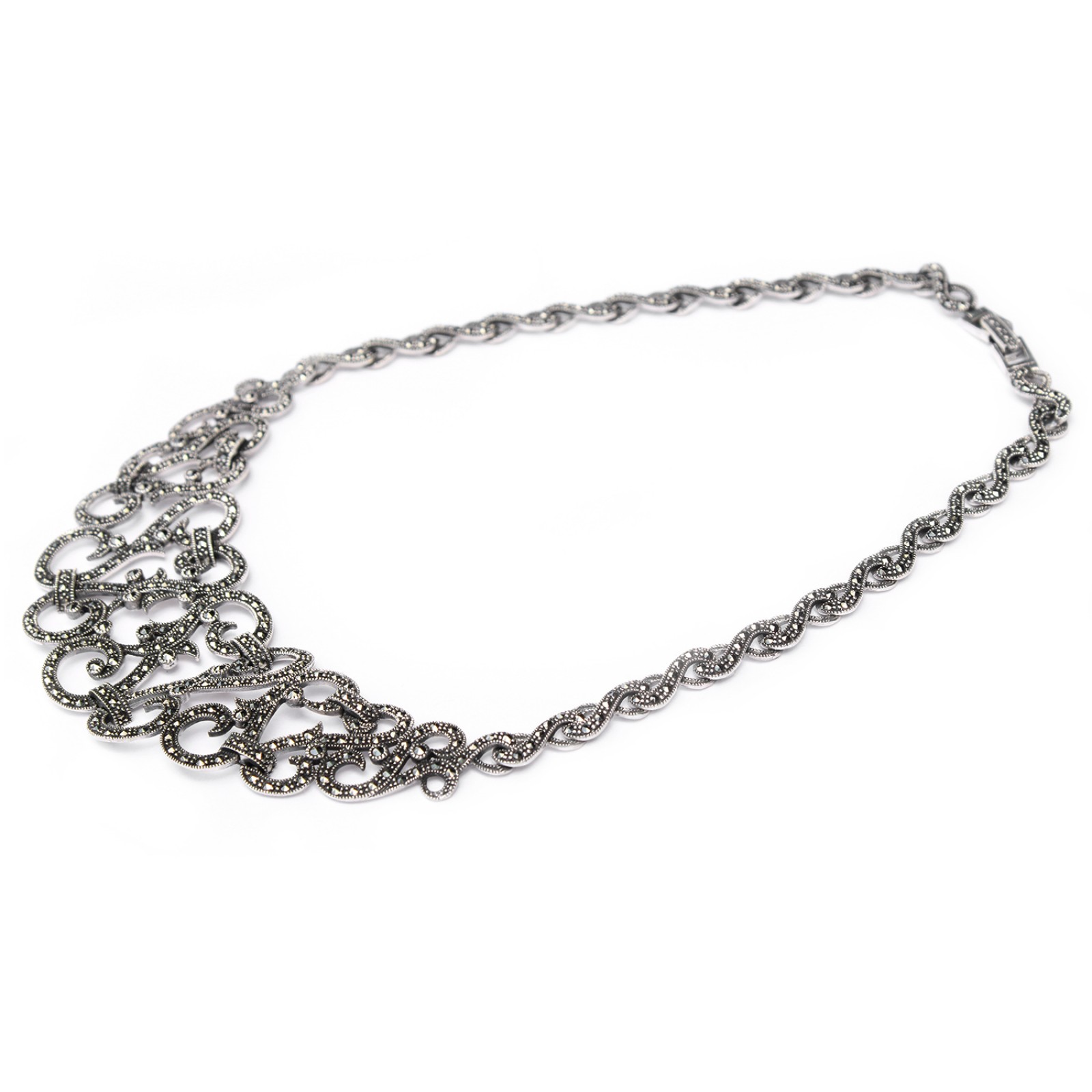 Photo of Sterling Silver Marcasite Art Nouveau Style Collar Necklace