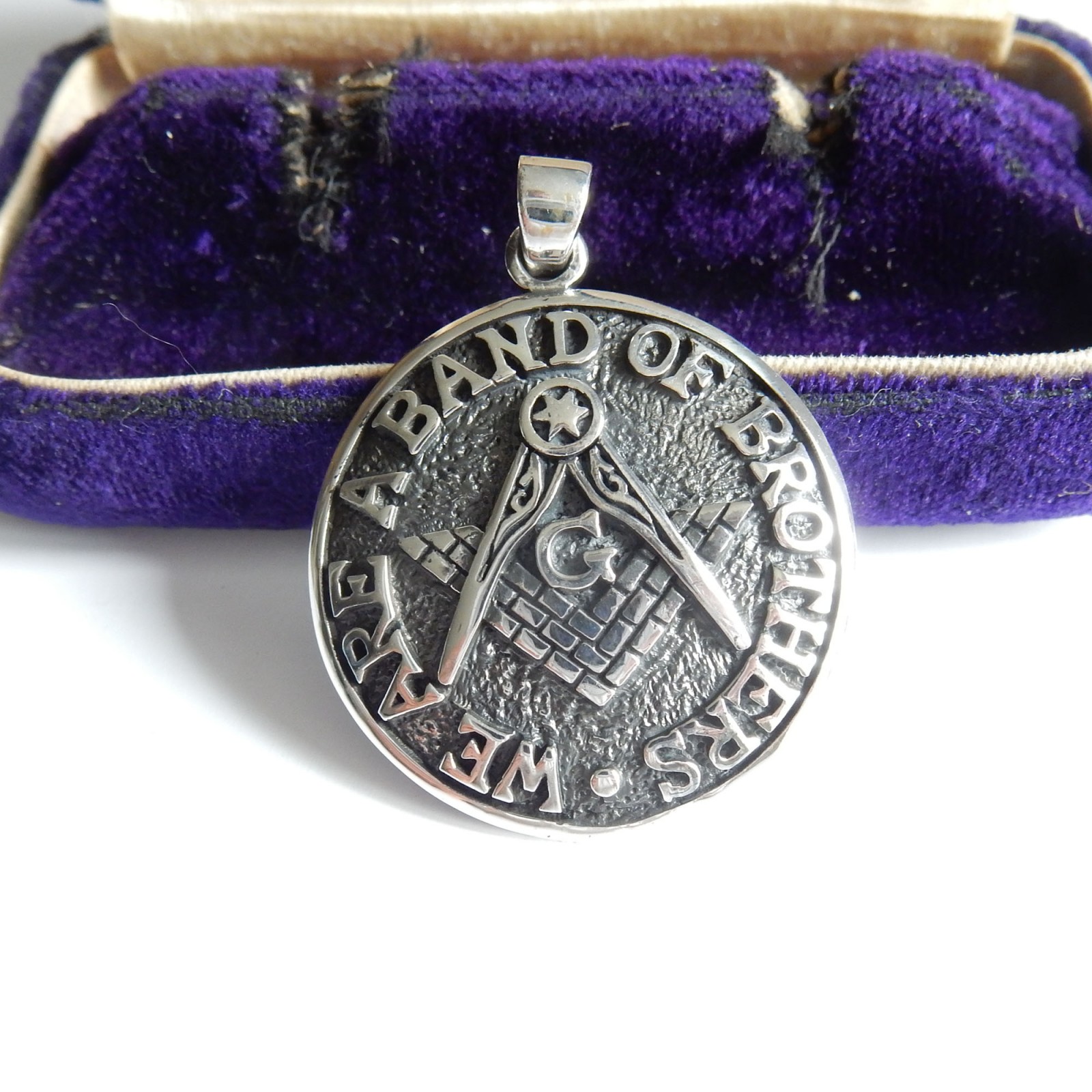 Photo of Sterling Silver Masonic Freemason Band of Brothers Pendant Fob