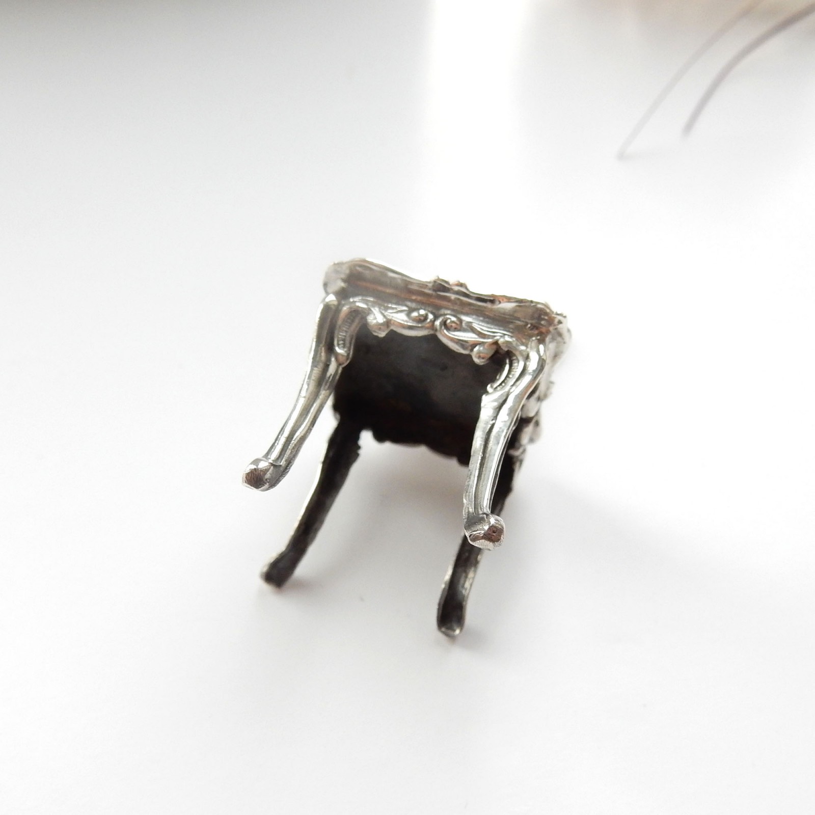 Photo of Sterling Silver Novelty Dolls House Chair Repousse Cherub Design