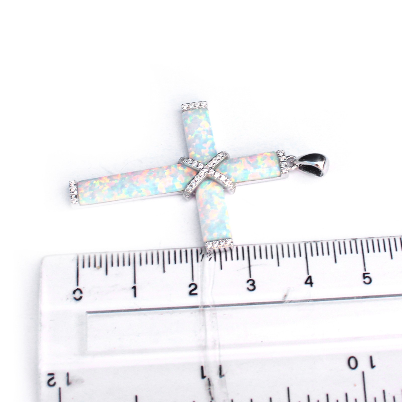 Photo of Sterling Silver Opal Cross Crucifix Pendant