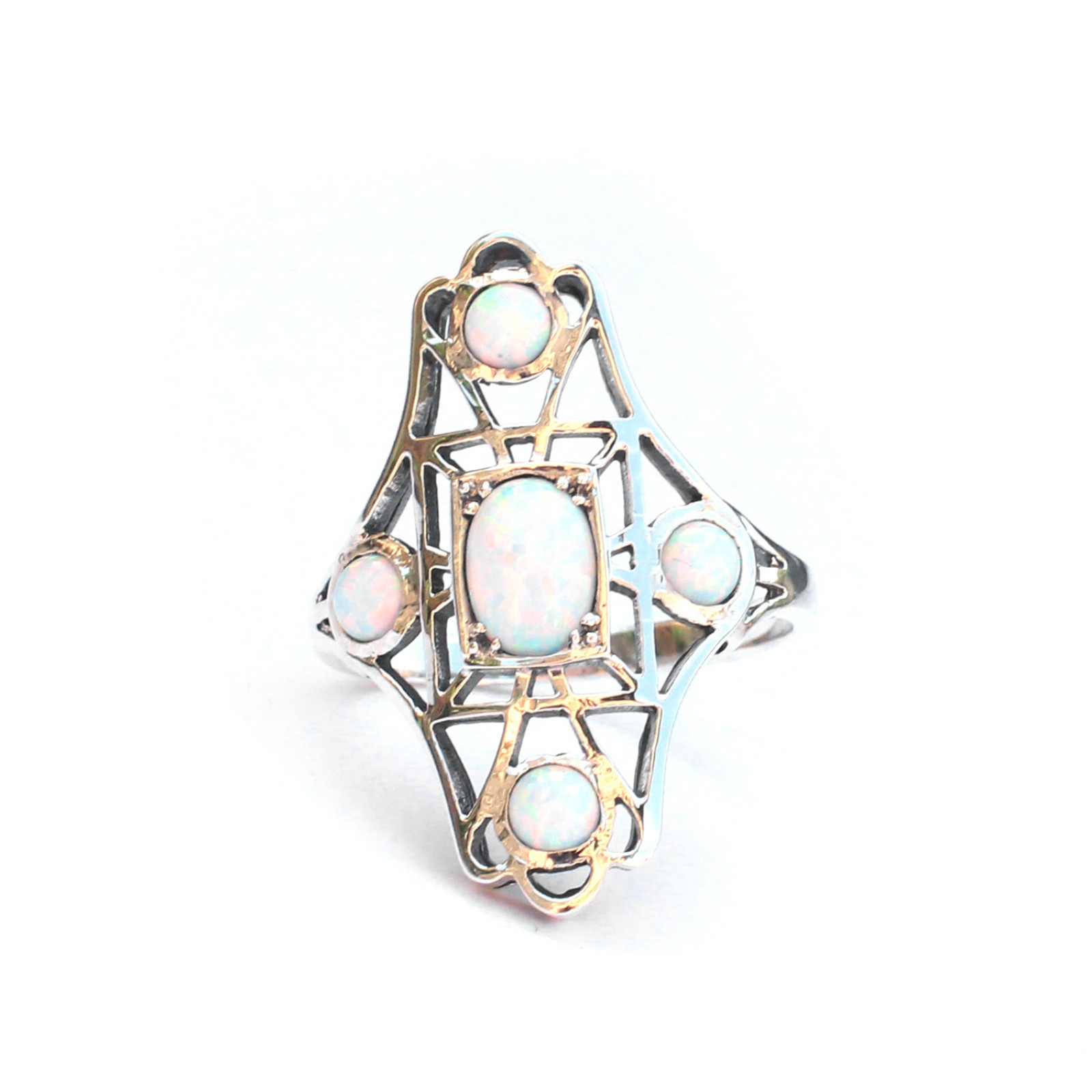 Photo of Sterling Silver Opal Navette Ring