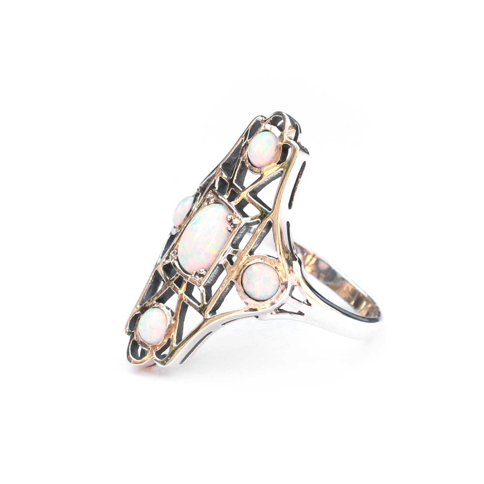 Photo of Sterling Silver Opal Navette Ring