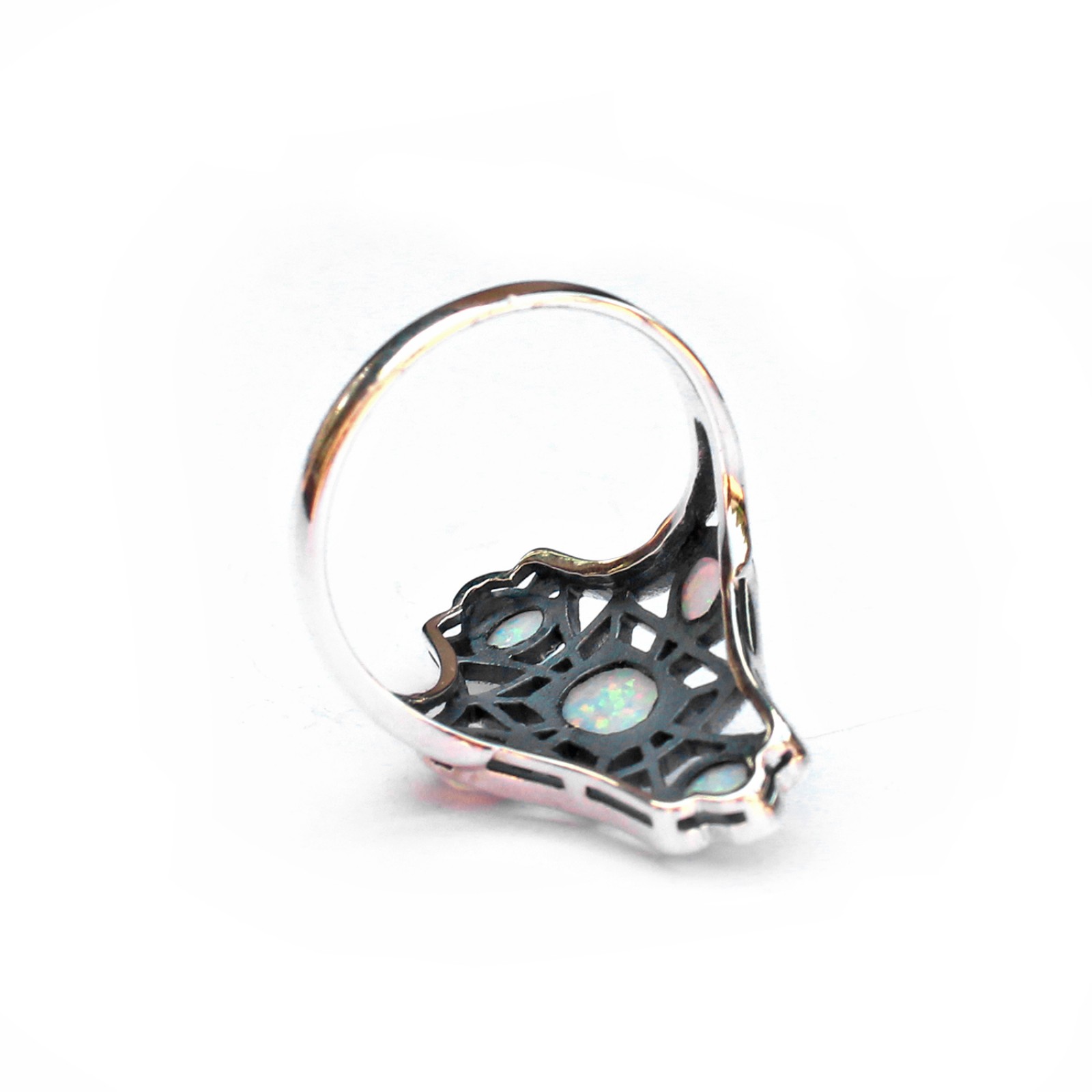 Photo of Sterling Silver Opal Navette Ring