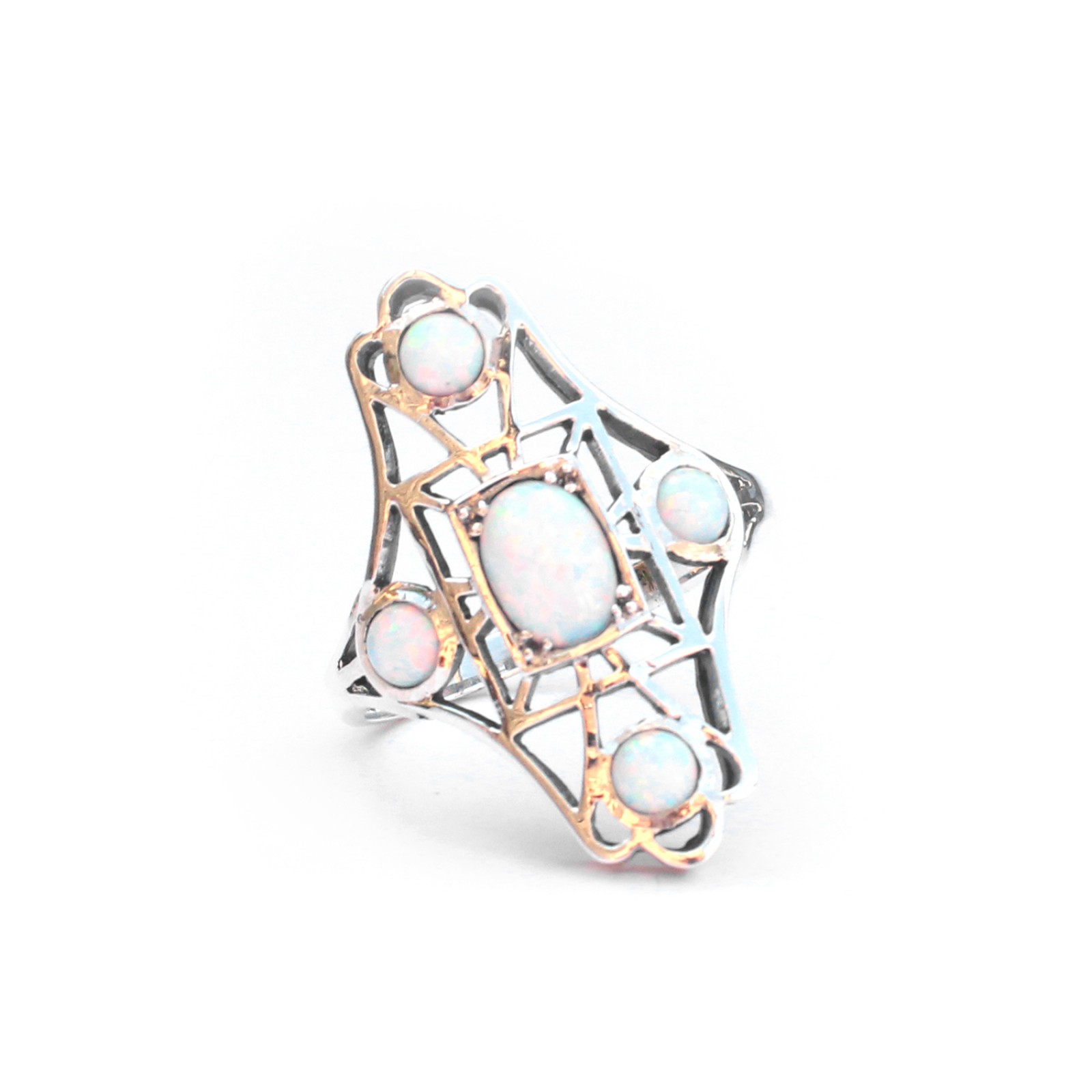 Photo of Sterling Silver Opal Navette Ring