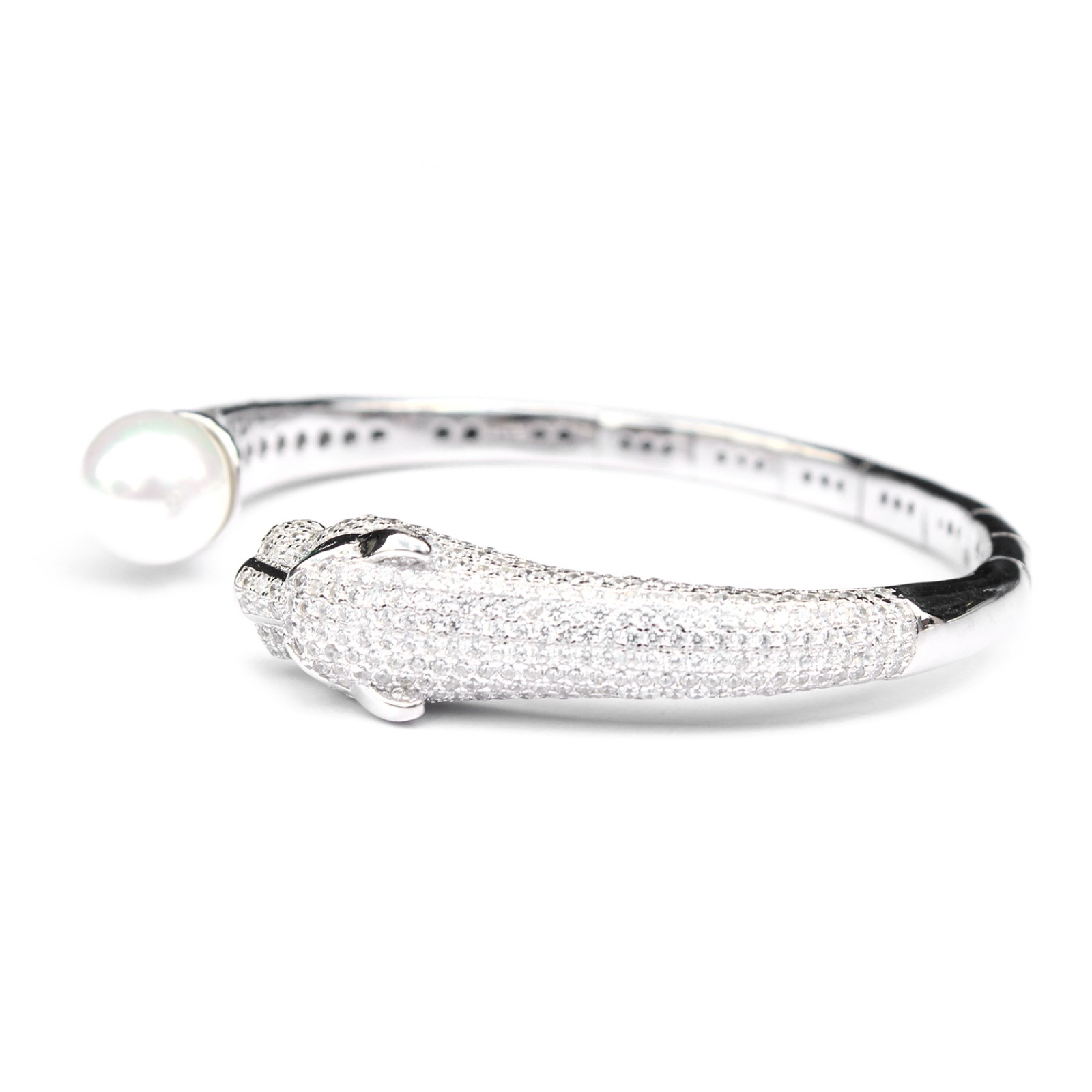 Photo of Sterling Silver Panther Cat Torque Bangle Bracelet