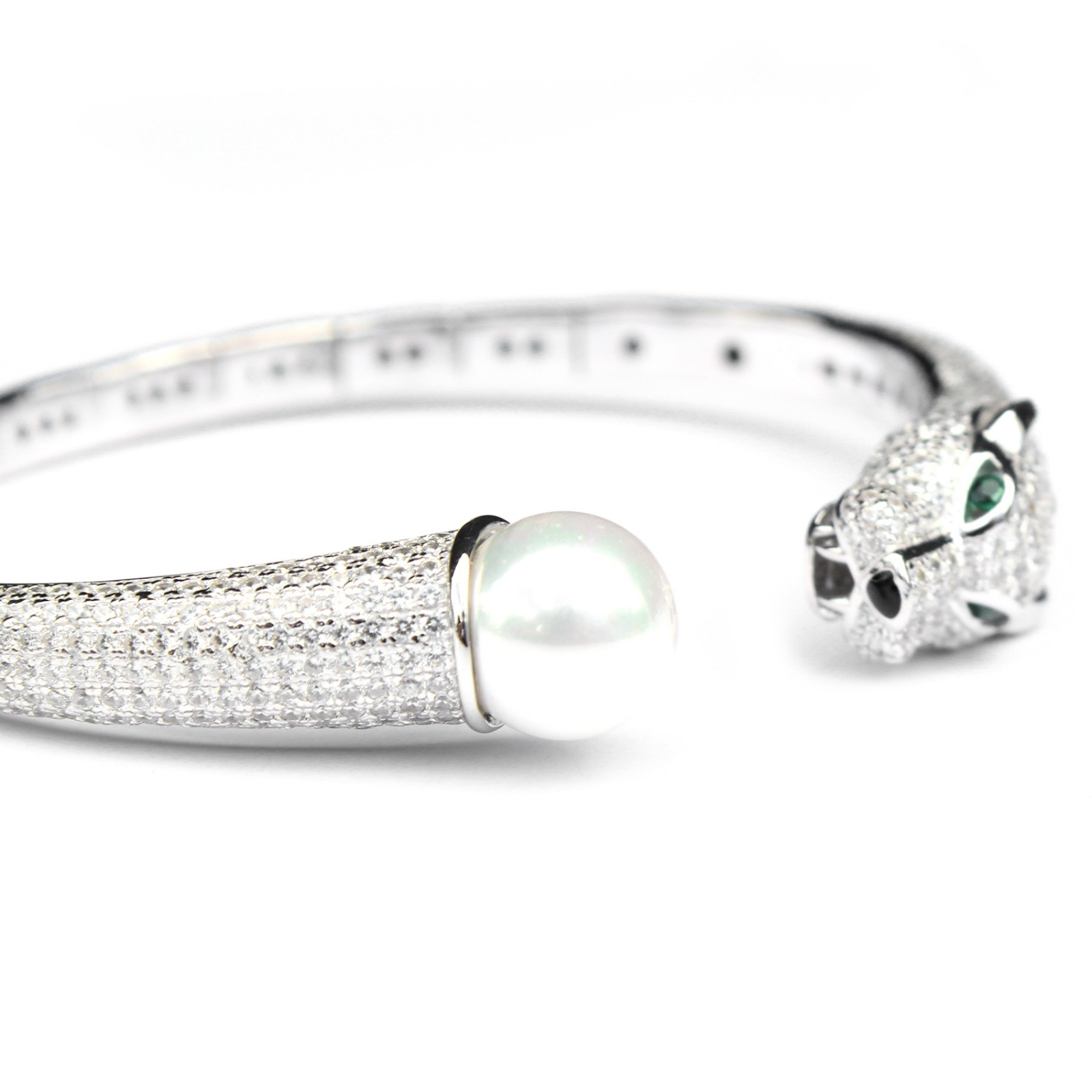 Photo of Sterling Silver Panther Cat Torque Bangle Bracelet