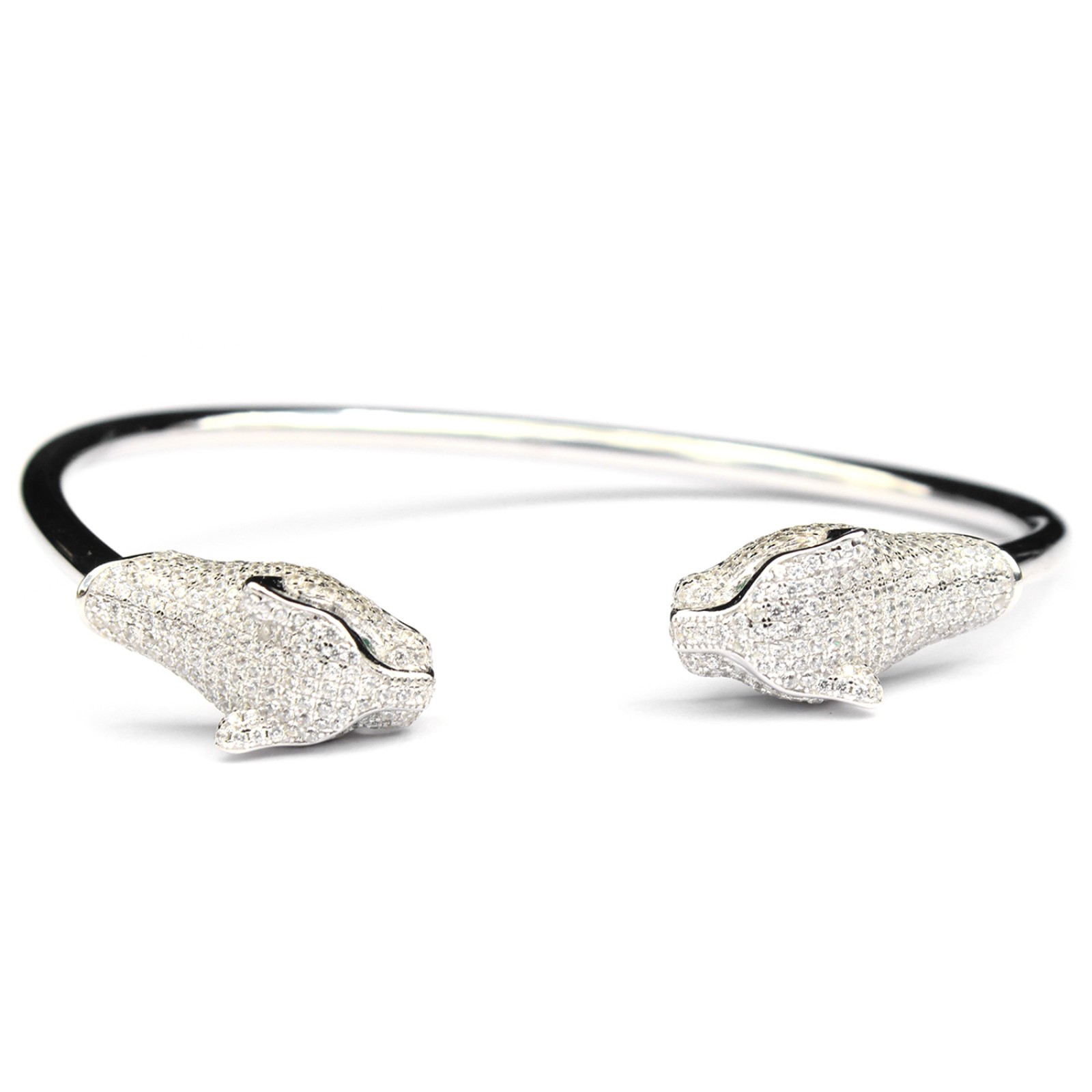 Photo of Sterling Silver Panthere Cat Torque Bangle Bracelet
