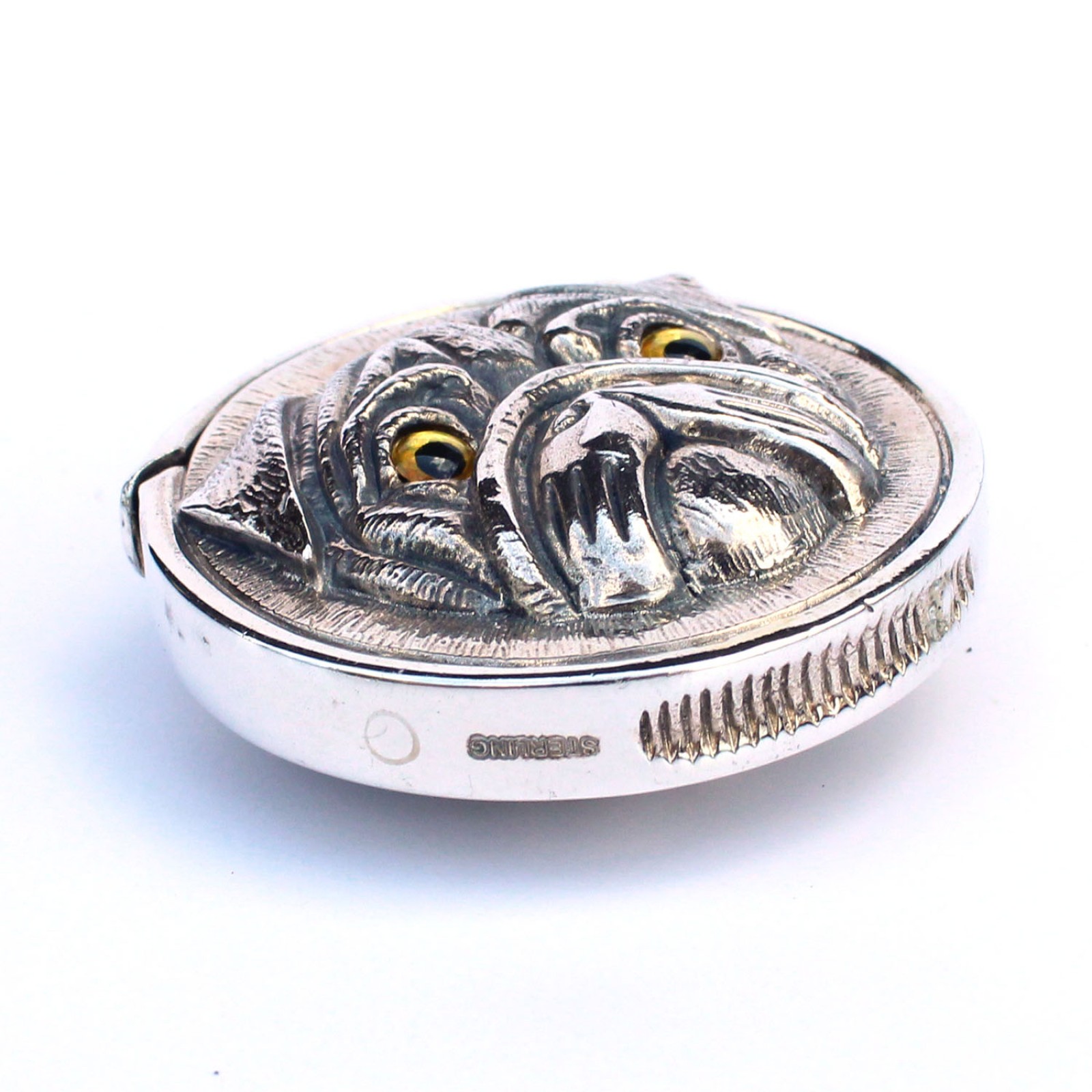 Photo of Sterling Silver Pug Dog Vesta Match Safe Snuff Box