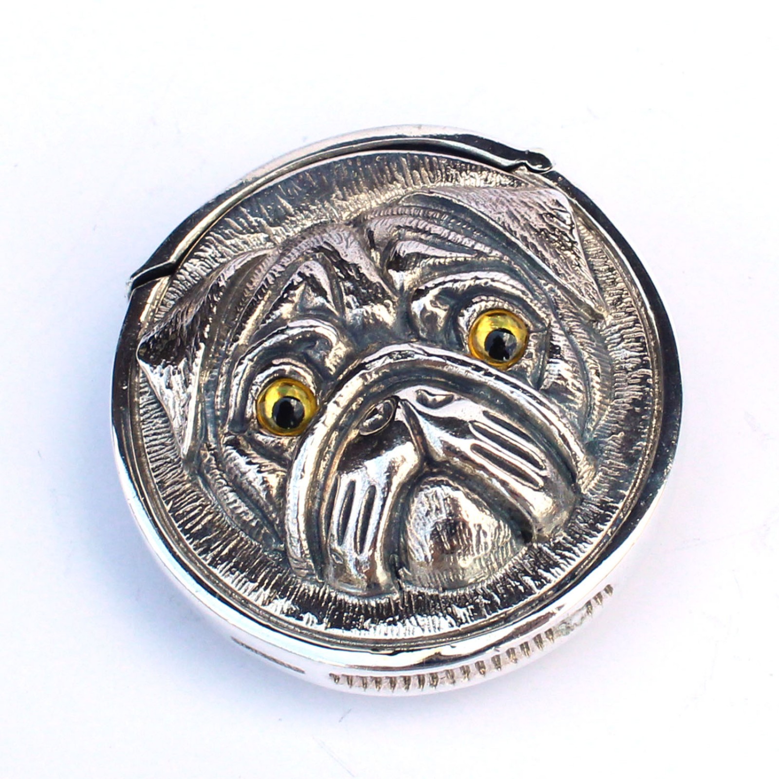 Photo of Sterling Silver Pug Dog Vesta Match Safe Snuff Box