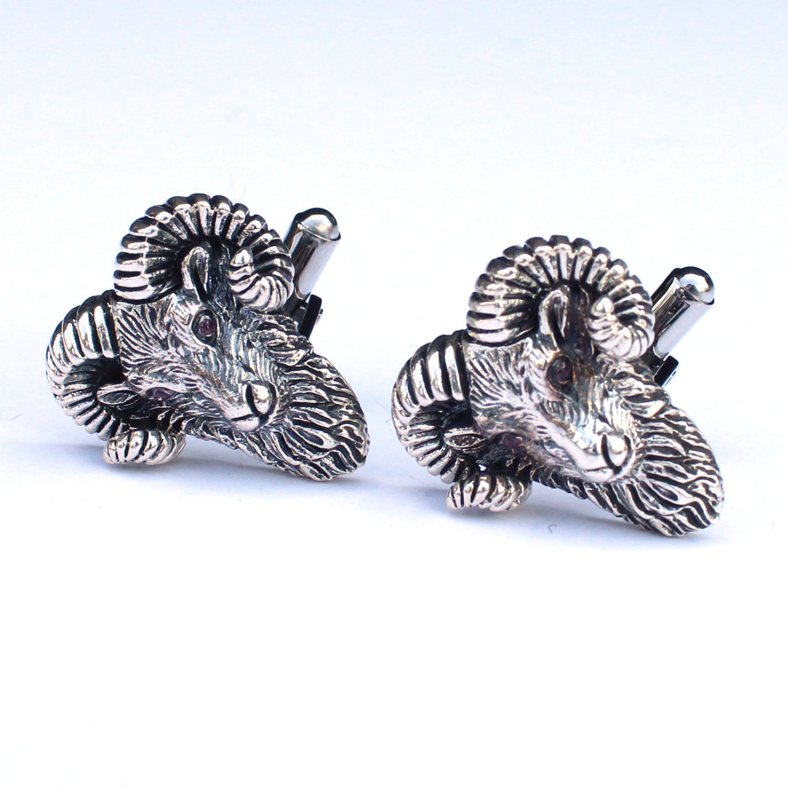 Photo of Sterling Silver Ram Head Aries Cufflinks