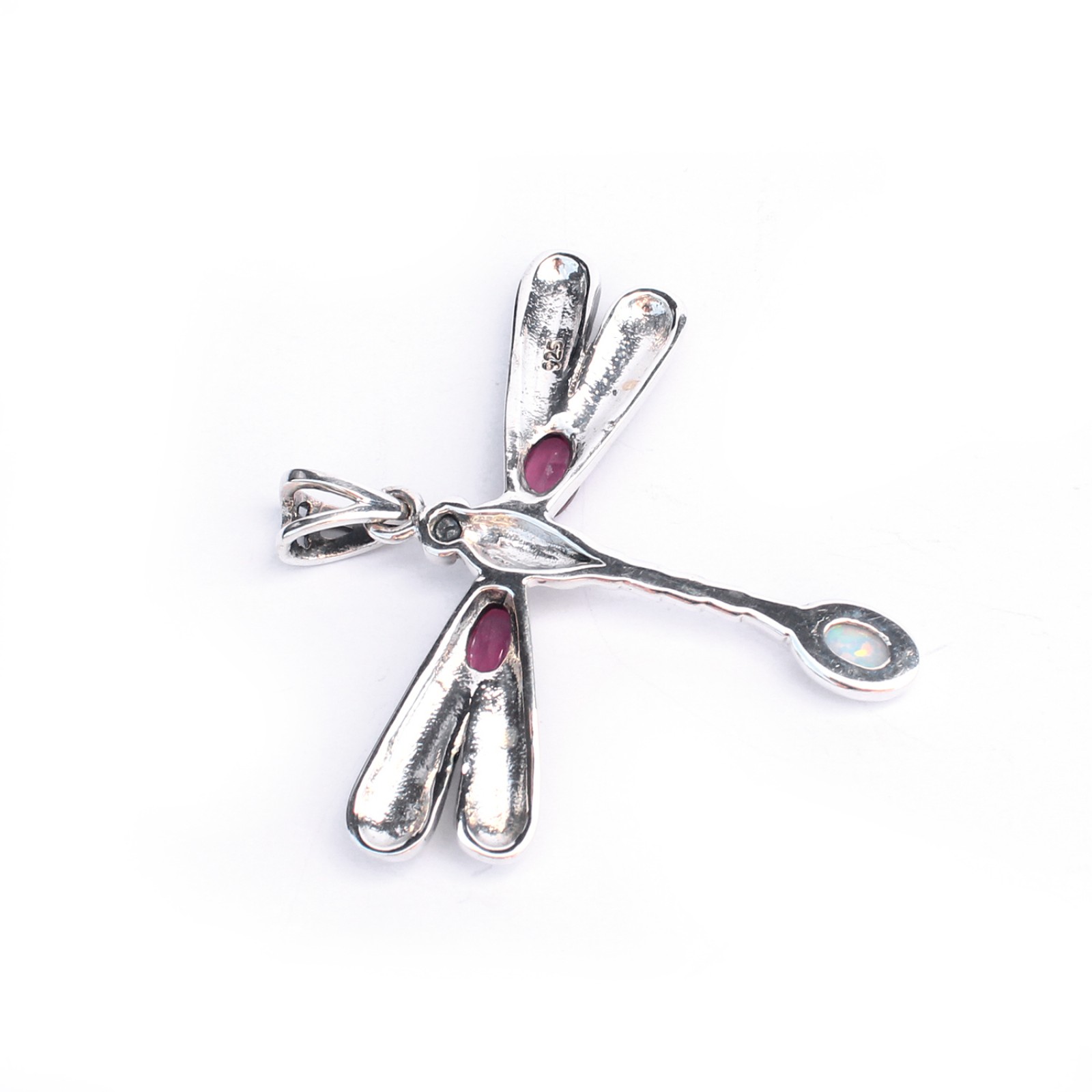 Photo of Sterling Silver Ruby & Opal Dragonfly Pendant