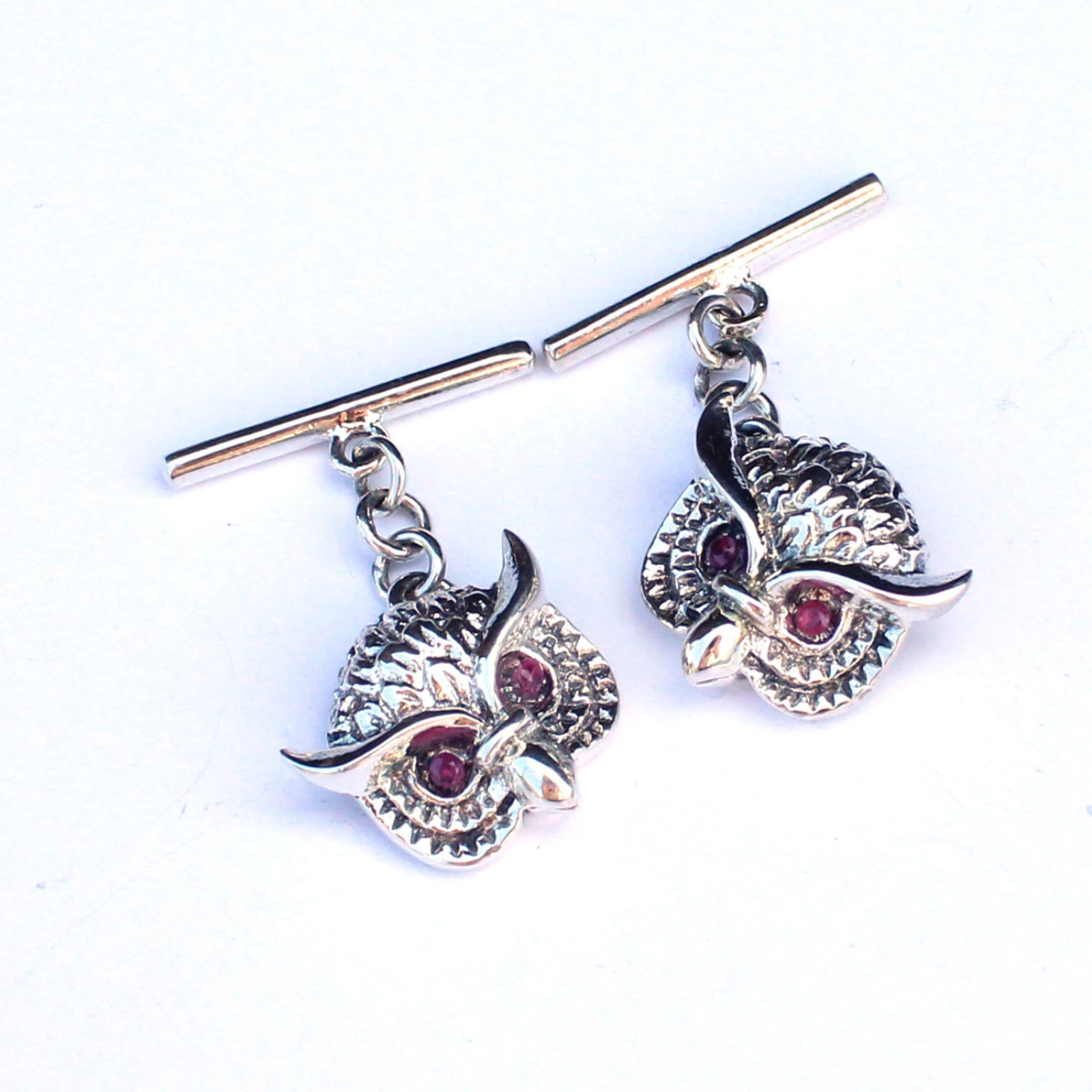 Photo of Sterling Silver Ruby Owl Cufflinks