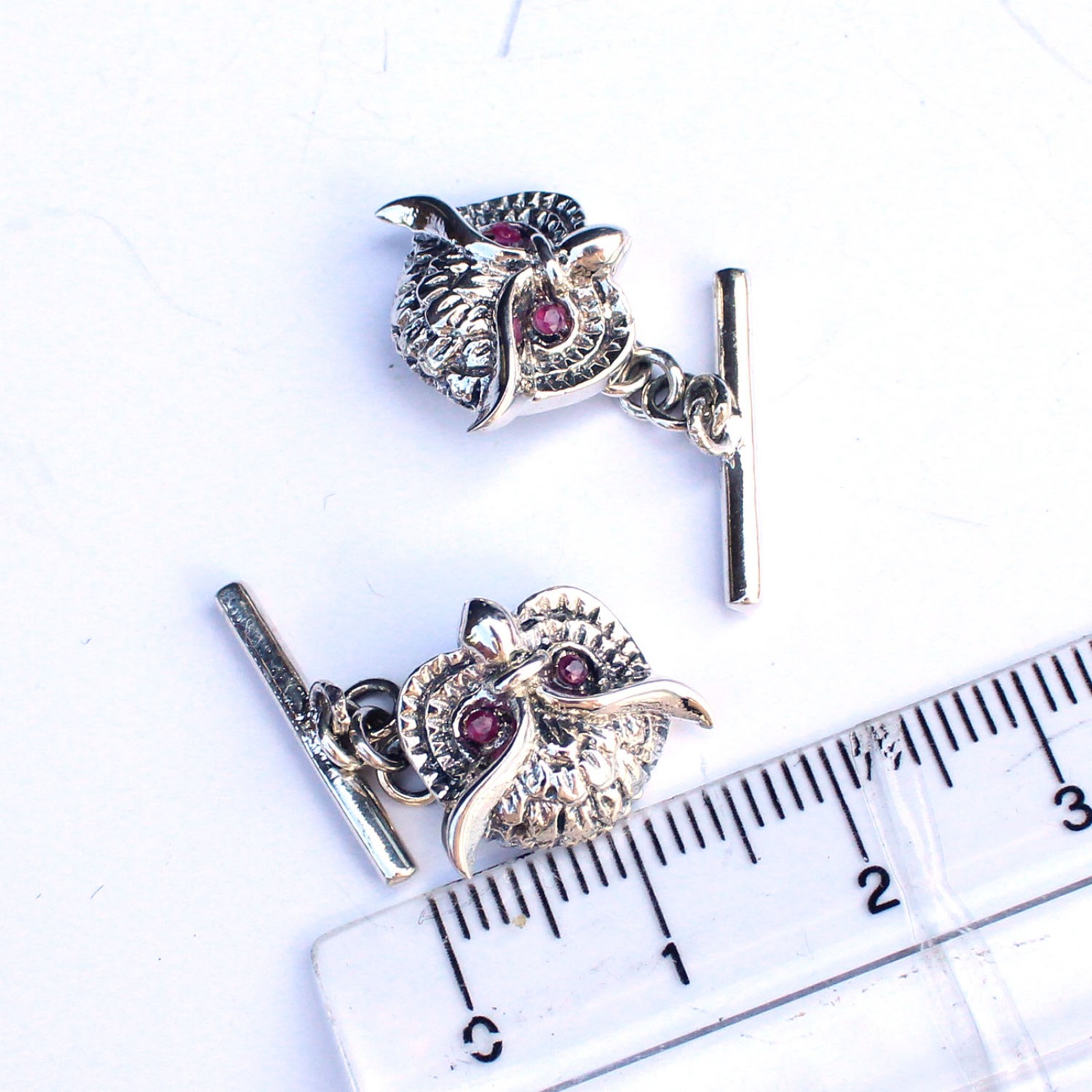 Photo of Sterling Silver Ruby Owl Cufflinks