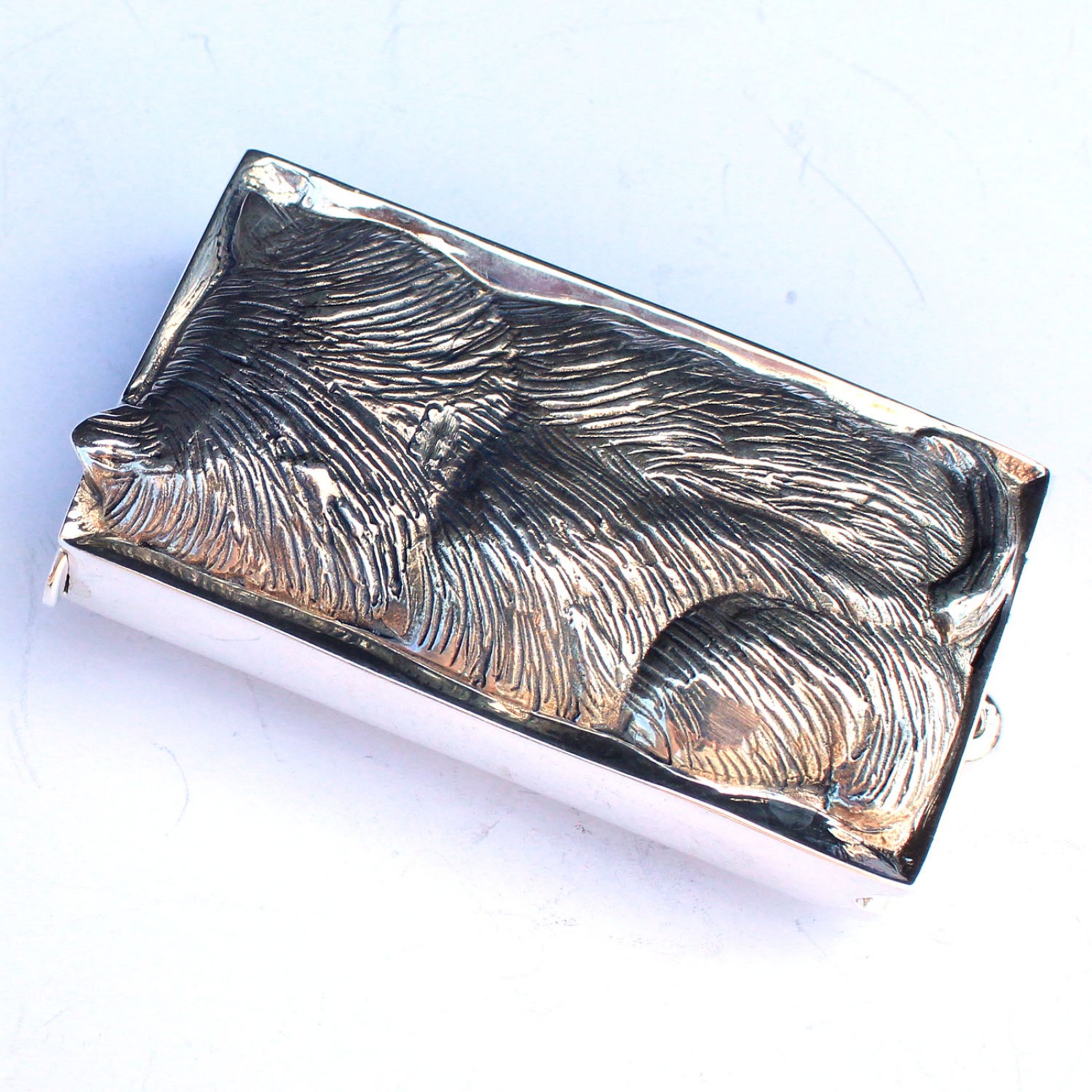 Photo of Sterling Silver Sapphire & Diamond Cat Vesta Match Safe Container Box