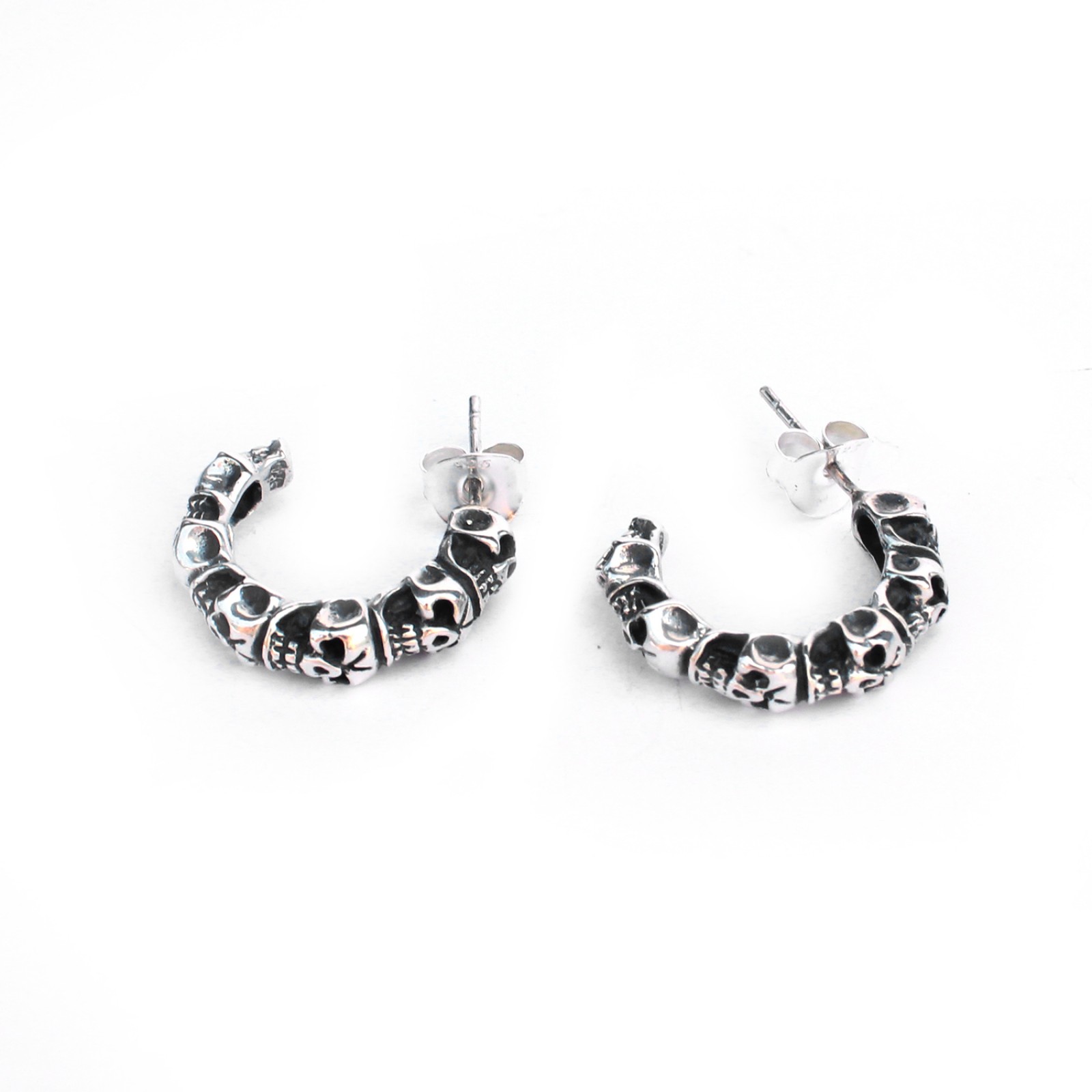 Photo of Sterling Silver Skull Hoop Earrings