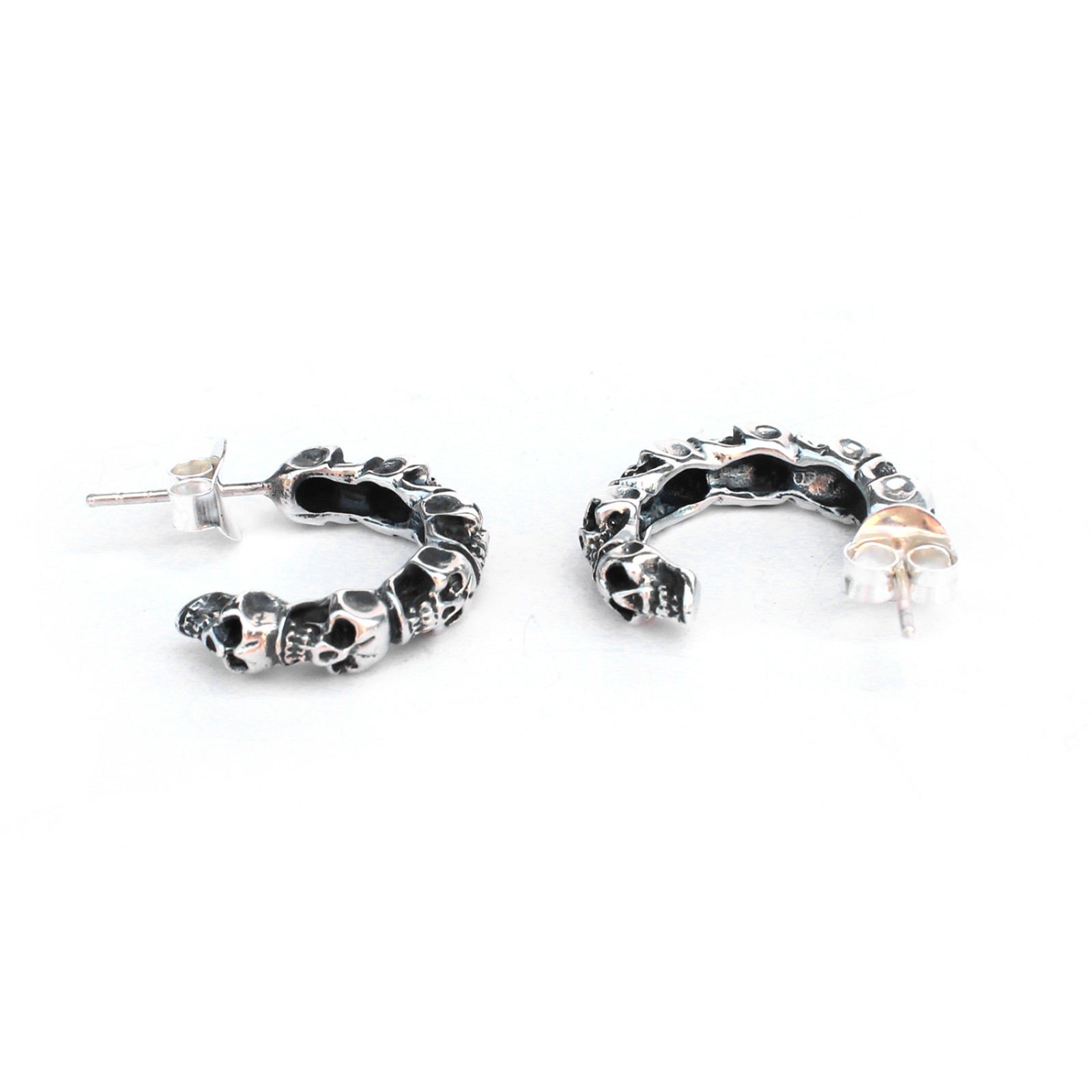 Photo of Sterling Silver Skull Hoop Earrings