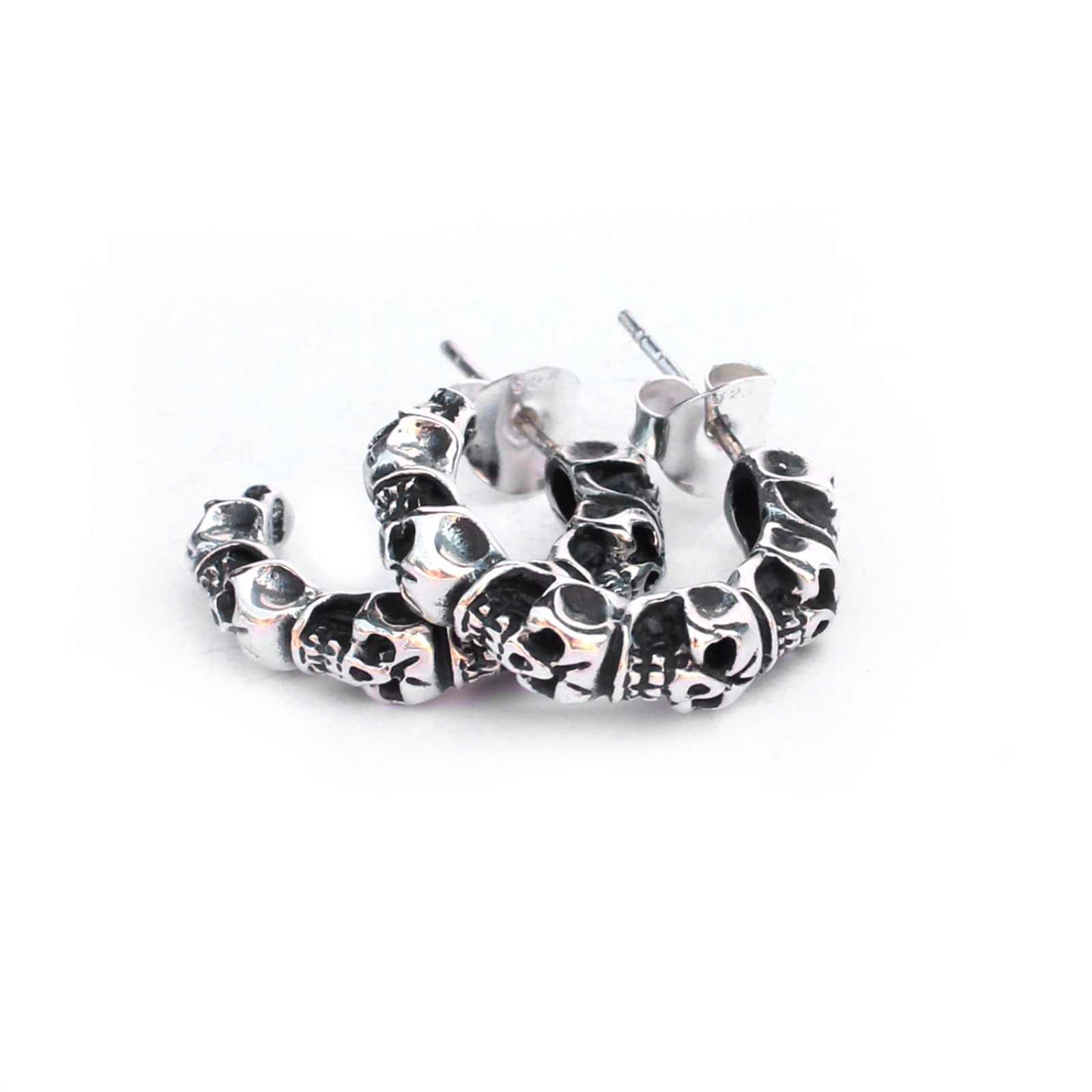 Photo of Sterling Silver Skull Hoop Earrings