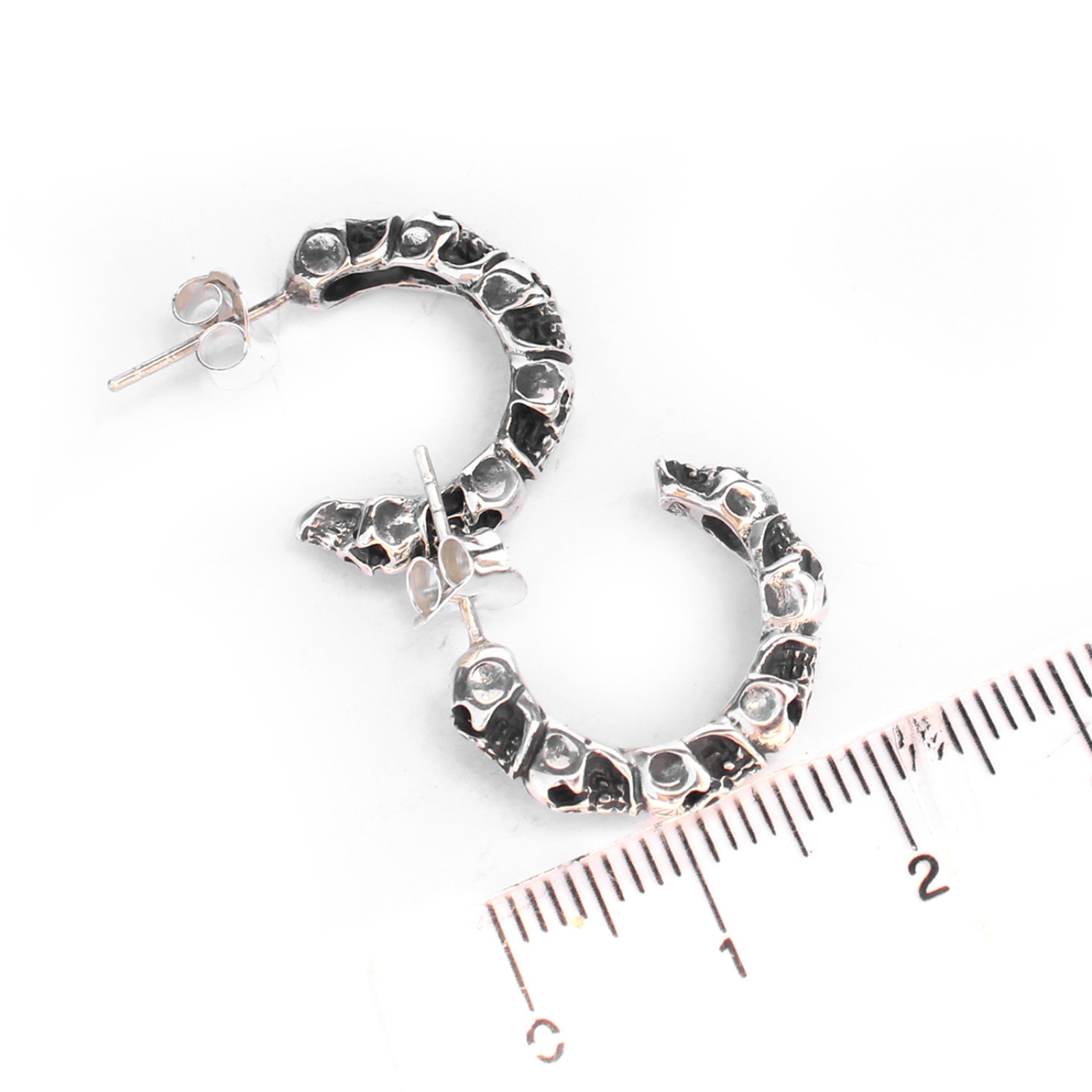 Photo of Sterling Silver Skull Hoop Earrings