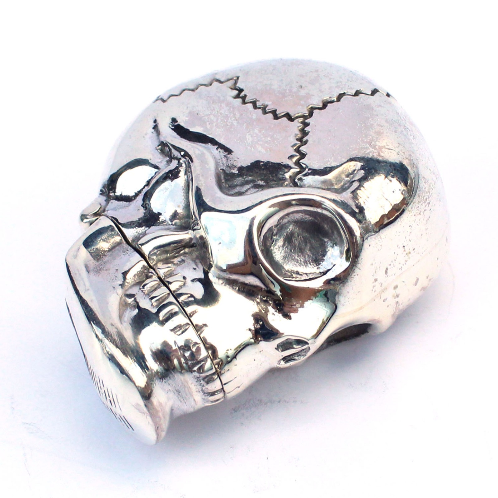 Photo of Sterling Silver Skull Vesta Match Safe Snuff Box