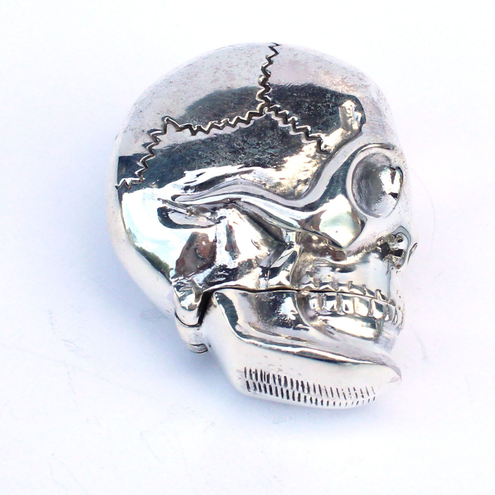 Photo of Sterling Silver Skull Vesta Match Safe Snuff Box