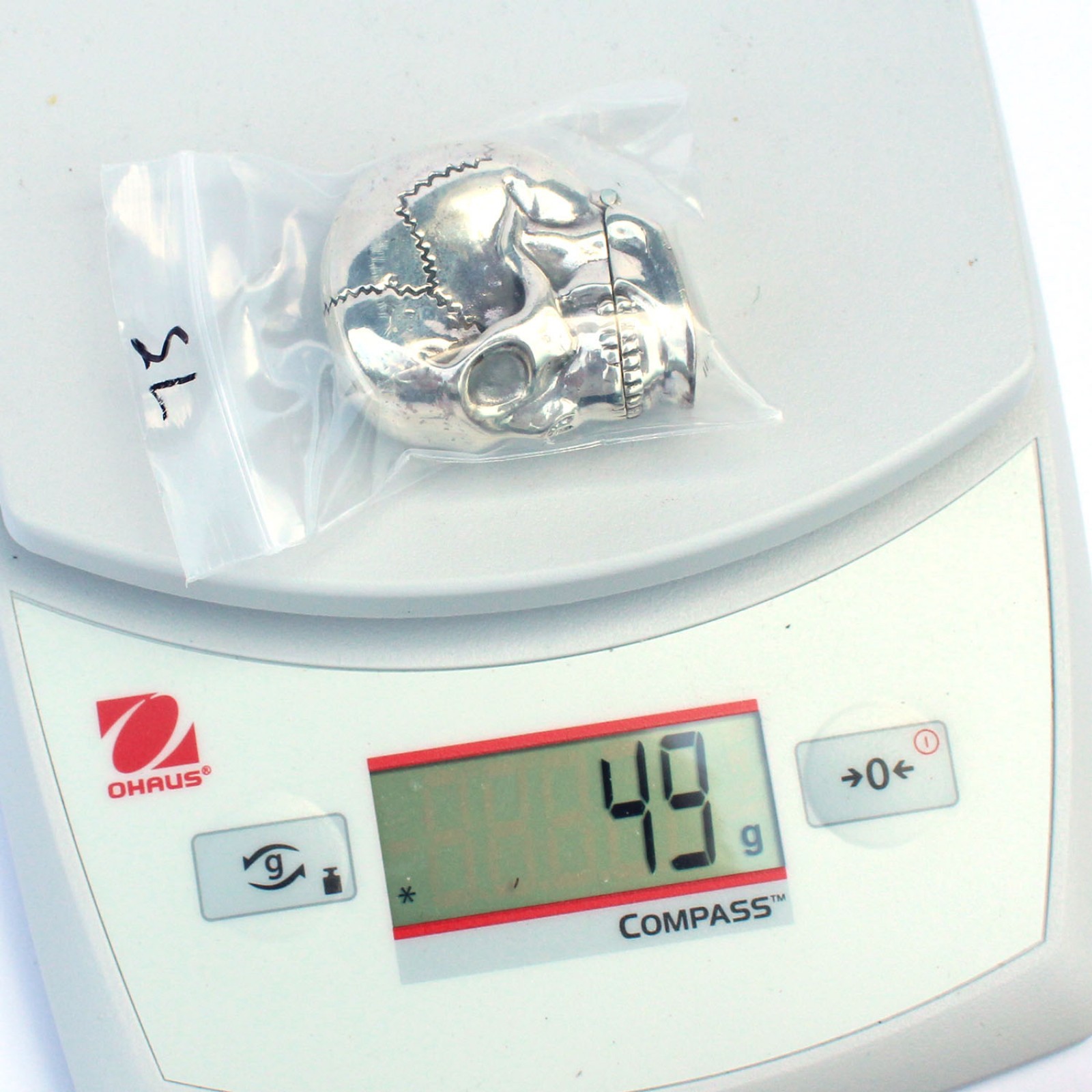 Photo of Sterling Silver Skull Vesta Match Safe Snuff Box