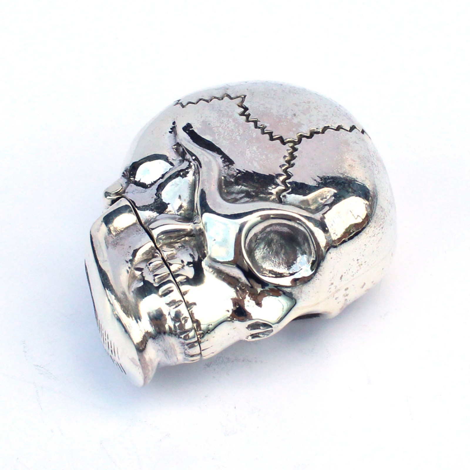 Photo of Sterling Silver Skull Vesta Match Safe Snuff Box