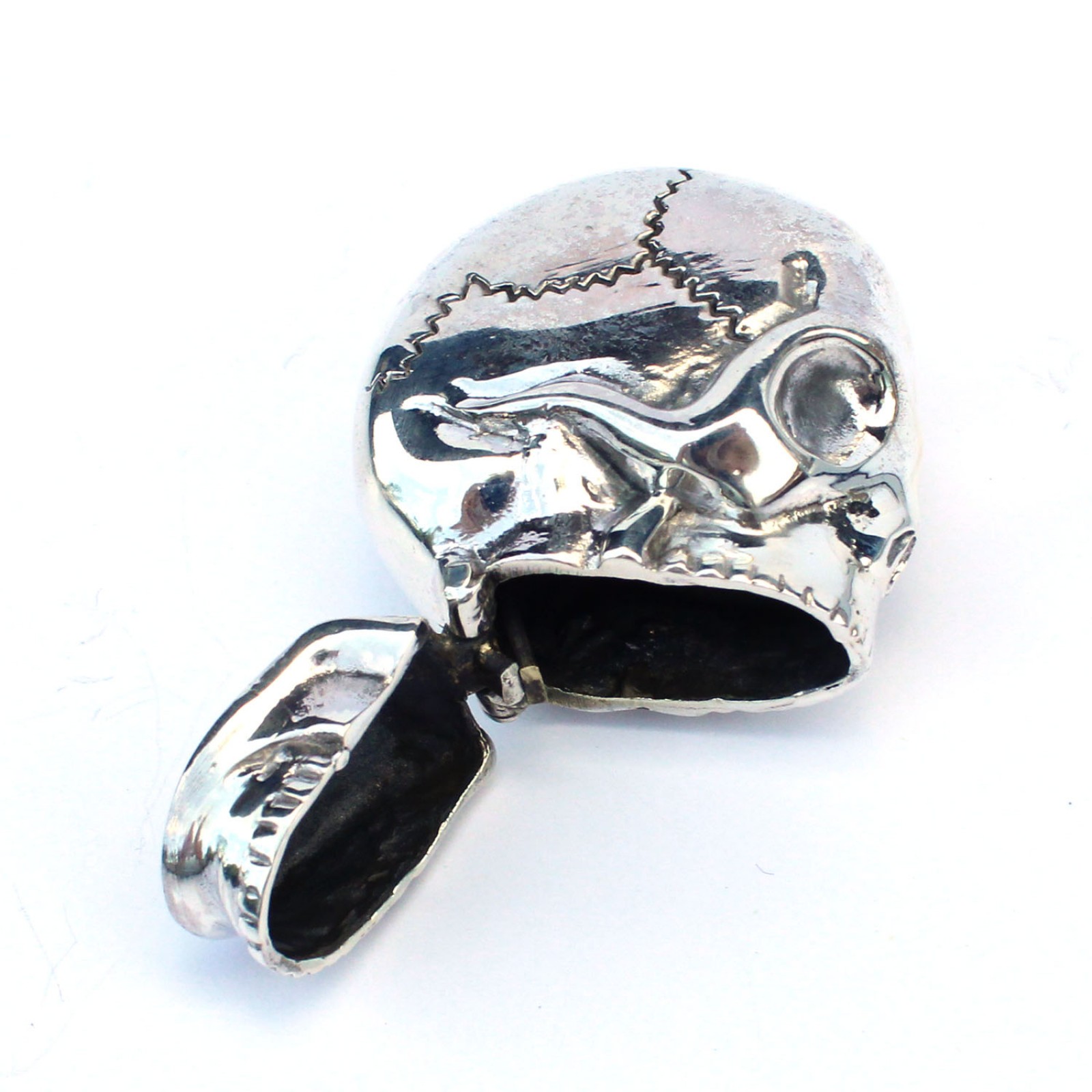 Photo of Sterling Silver Skull Vesta Match Safe Snuff Box