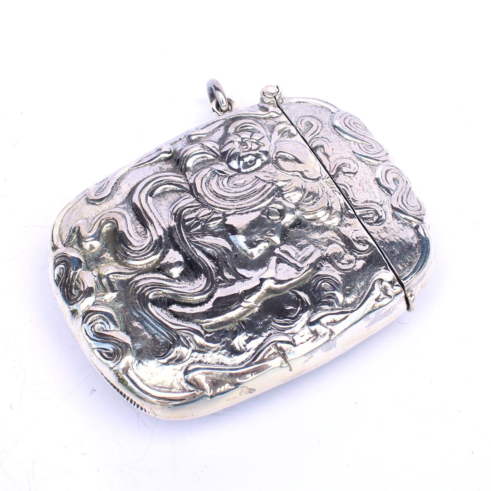 Photo of Sterling Silver Smoking Lady Vesta Match Safe Container Box