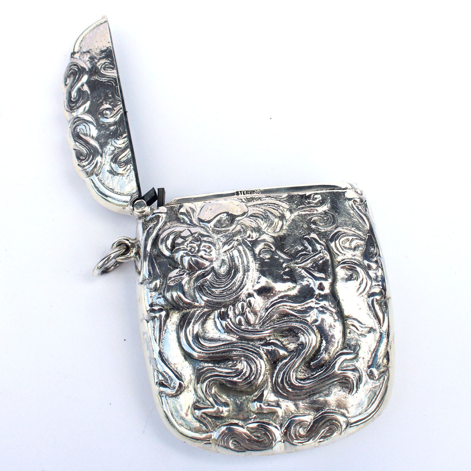 Photo of Sterling Silver Smoking Lady Vesta Match Safe Container Box