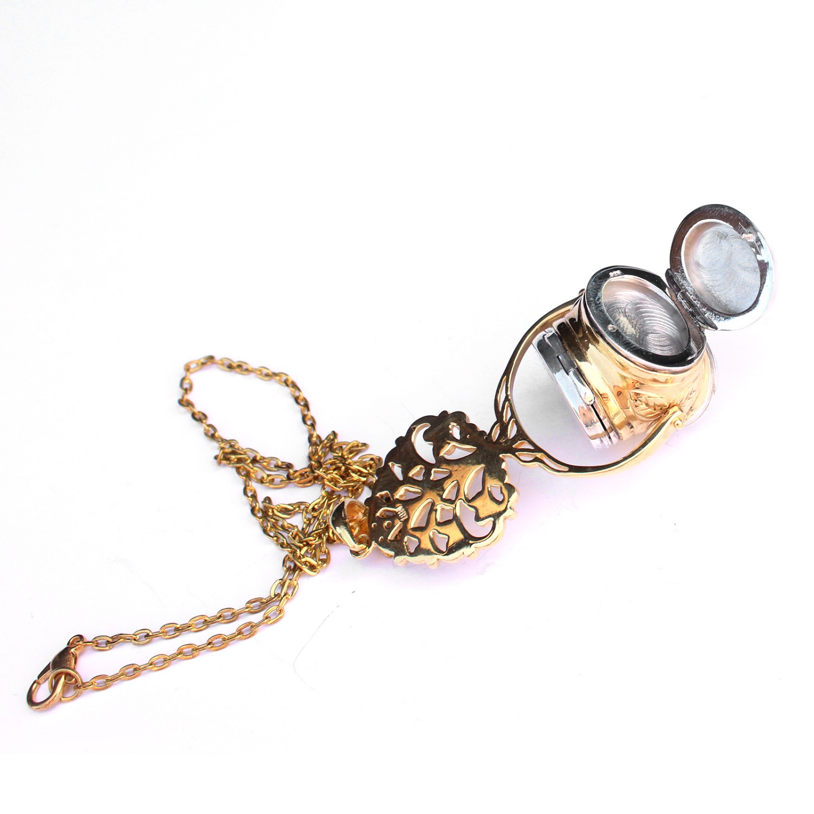 Photo of Sterling Silver Spinner Fob 3 Photo Locket Pendant with 16inch Silver Chain