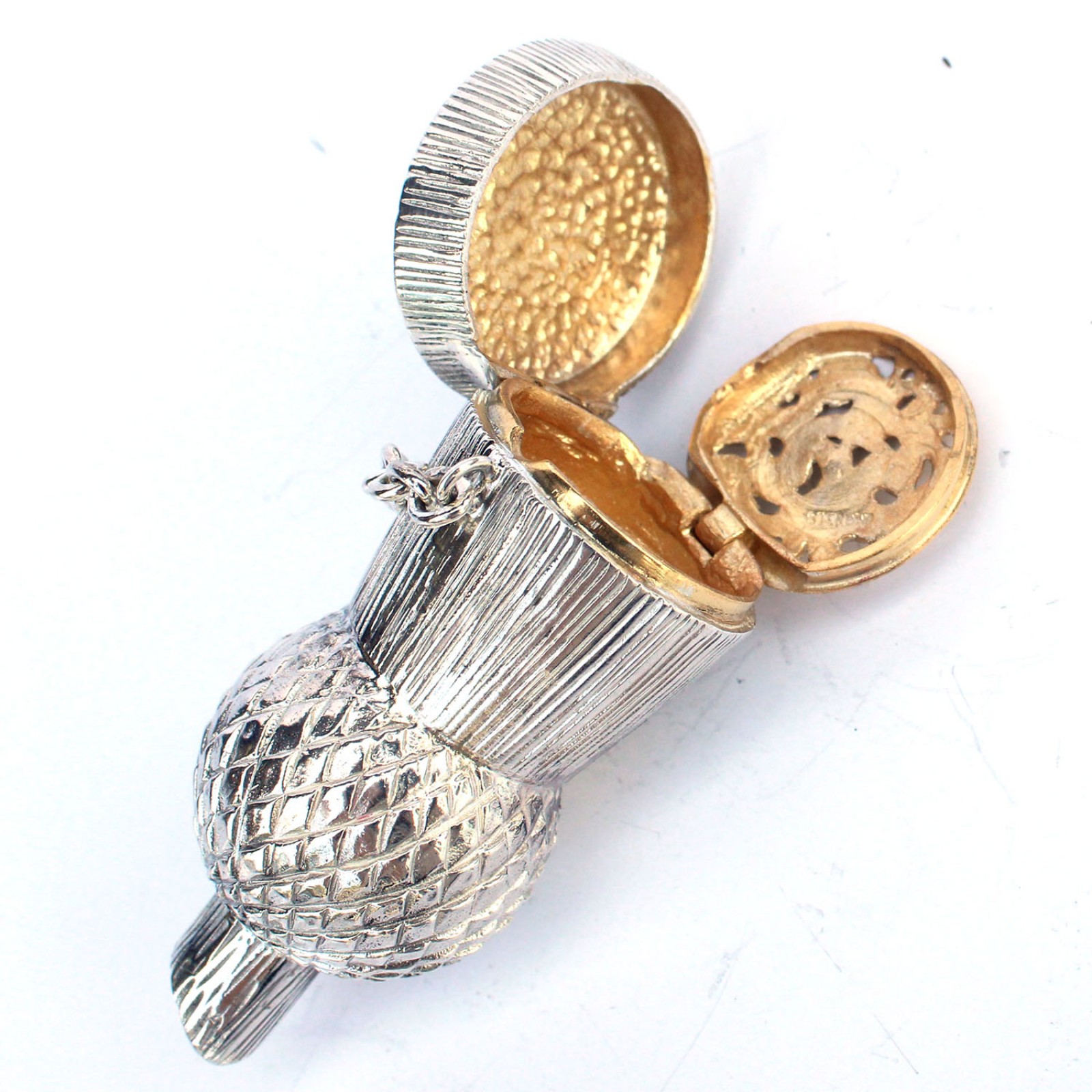 Photo of Sterling Silver Thistle Pierced Vinaigrette Snuff Container