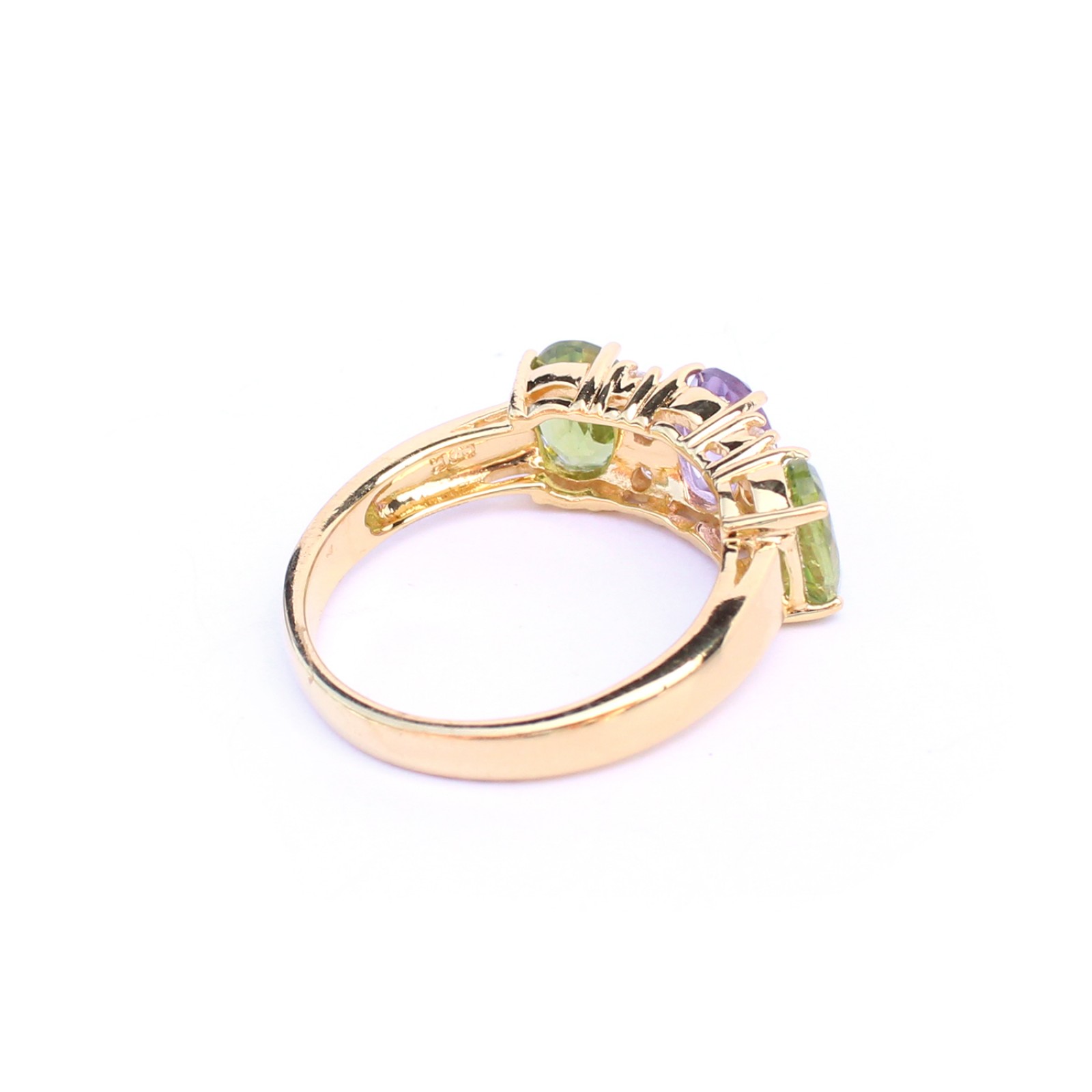 Photo of Sterling Silver Vermeil Amethyst Peridot Trilogy Ring