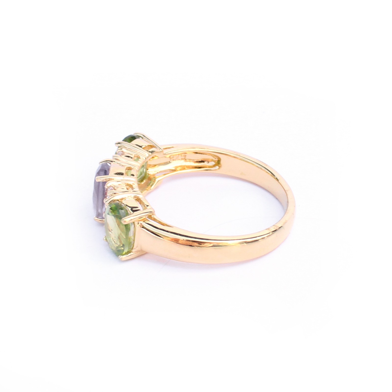 Photo of Sterling Silver Vermeil Amethyst Peridot Trilogy Ring