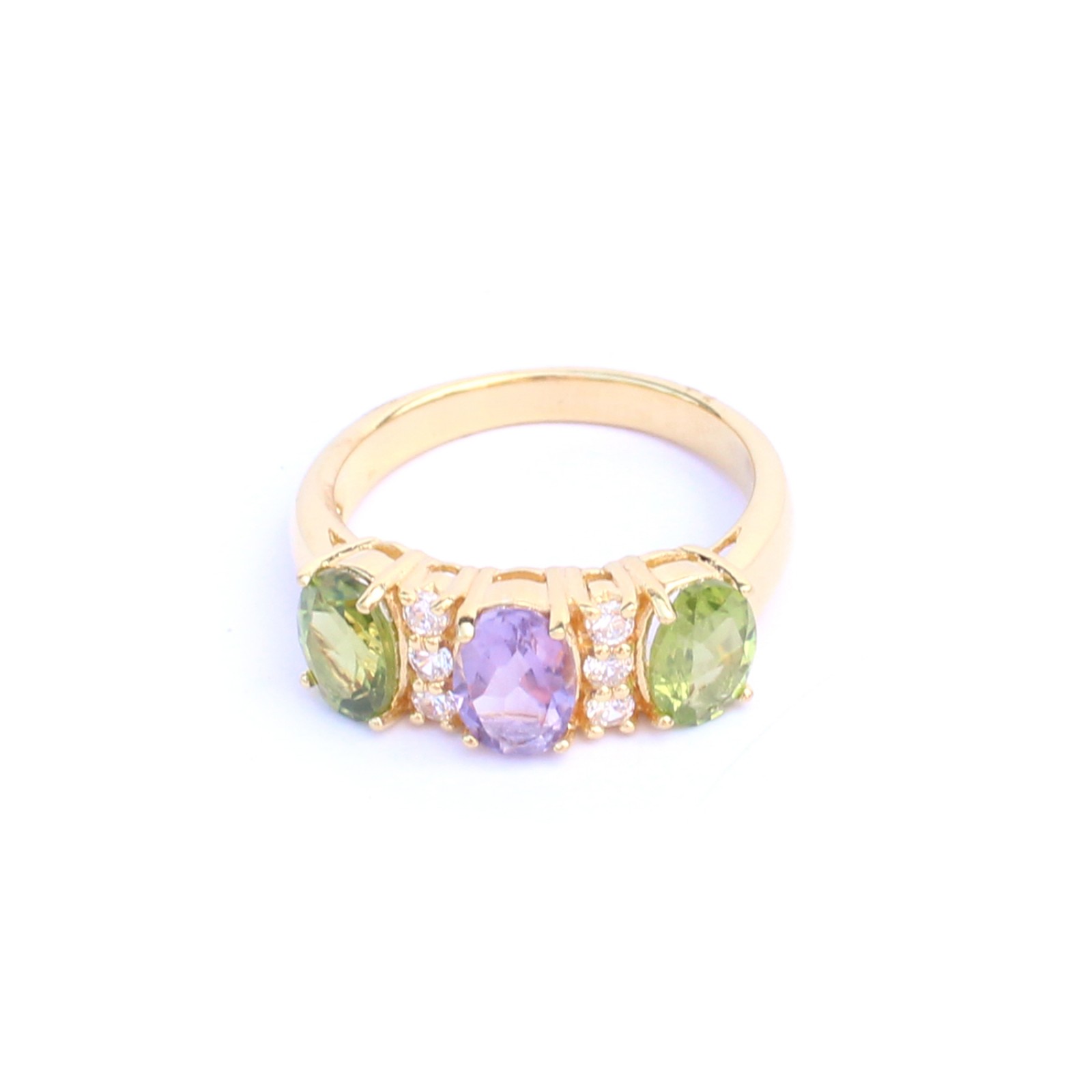 Photo of Sterling Silver Vermeil Amethyst Peridot Trilogy Ring