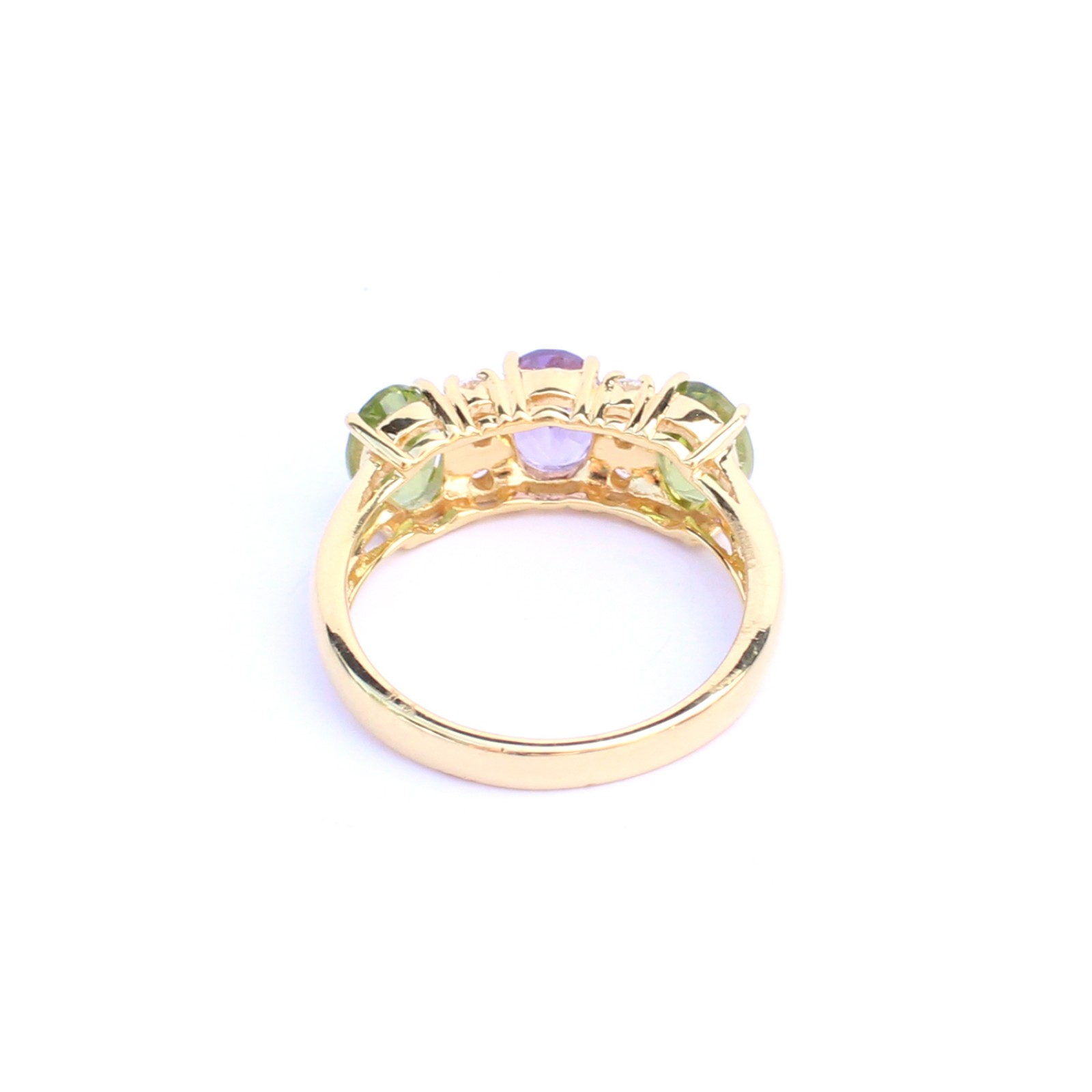 Photo of Sterling Silver Vermeil Amethyst Peridot Trilogy Ring