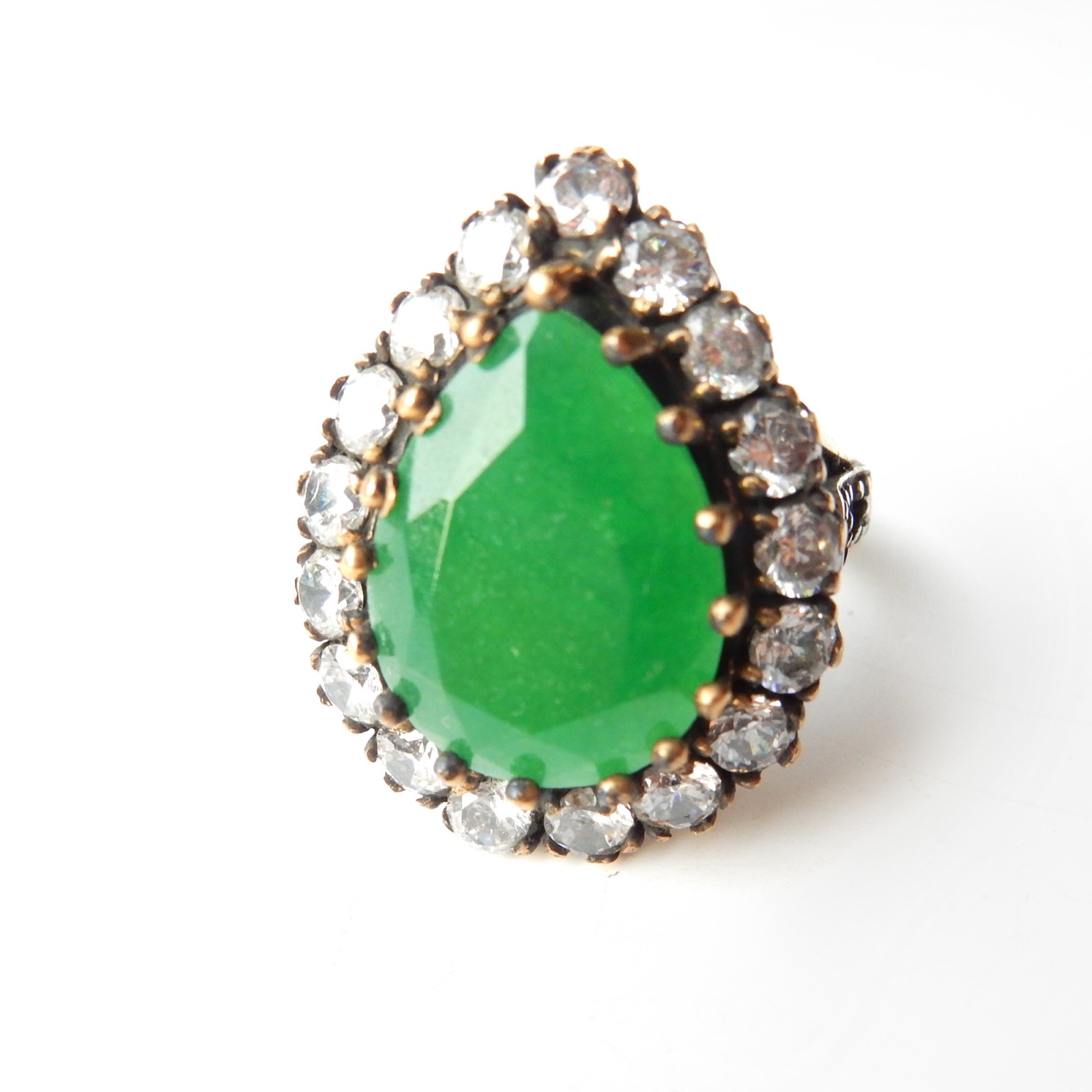 Photo of Sterling Silver Vermeil Emerald Green Chalcedony Ring